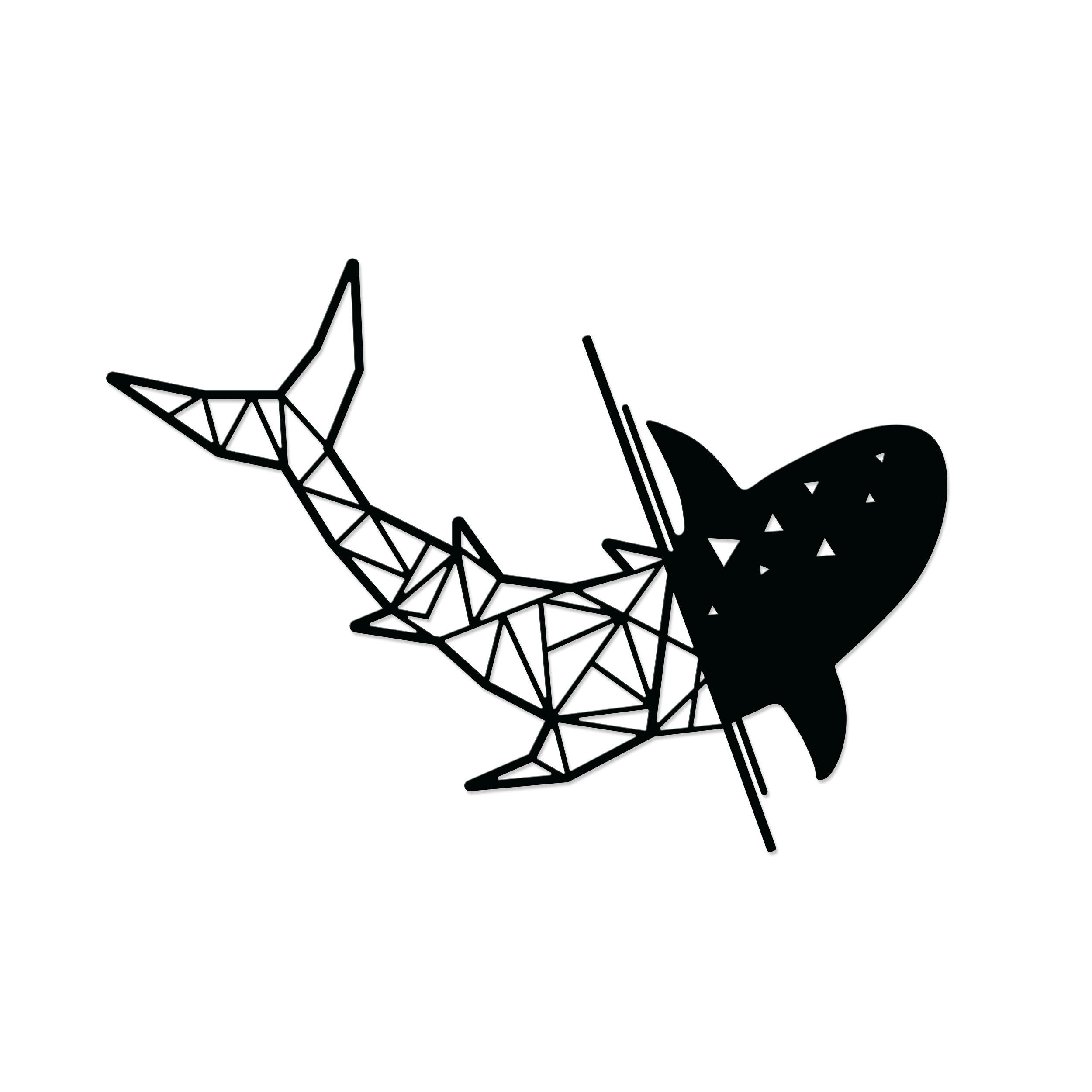 Decortie Black Modern Metal Wall Art Shark Theme Home Ornament Decorative Minimalist Design Hanging Wall Sculpture, - Metal