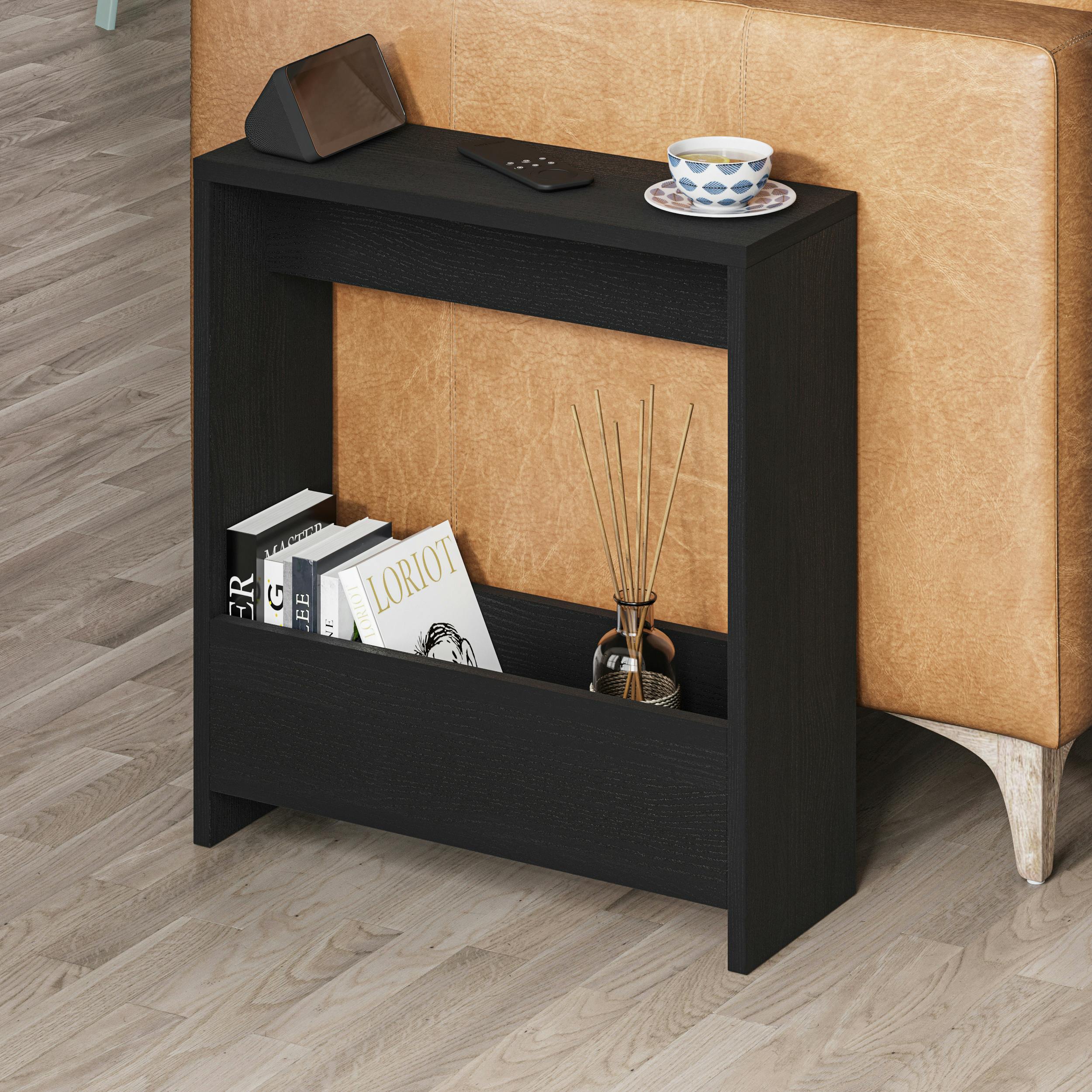 Decortie Black Simpi Slim End Table With Magazine Rack (H) 60Cm - Wood