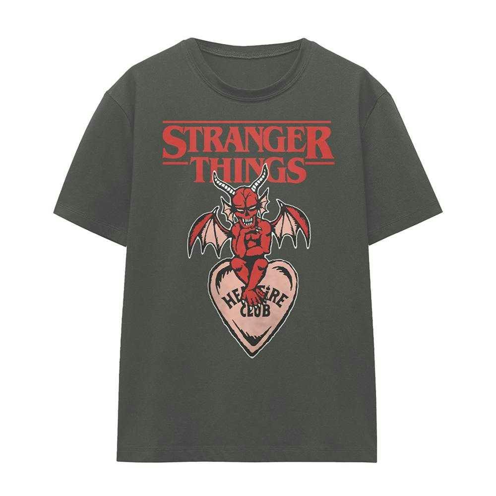 Stranger Things Women's Hellfire Heart T-Shirt - Charcoal - Xl - Charcoal