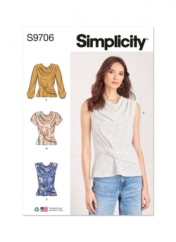 Simplicity Women's Sewing Pattern 9706, Tops For K5 (8-10-12-14-16) - Intermediate - K5 (8-10-12-14-16)
