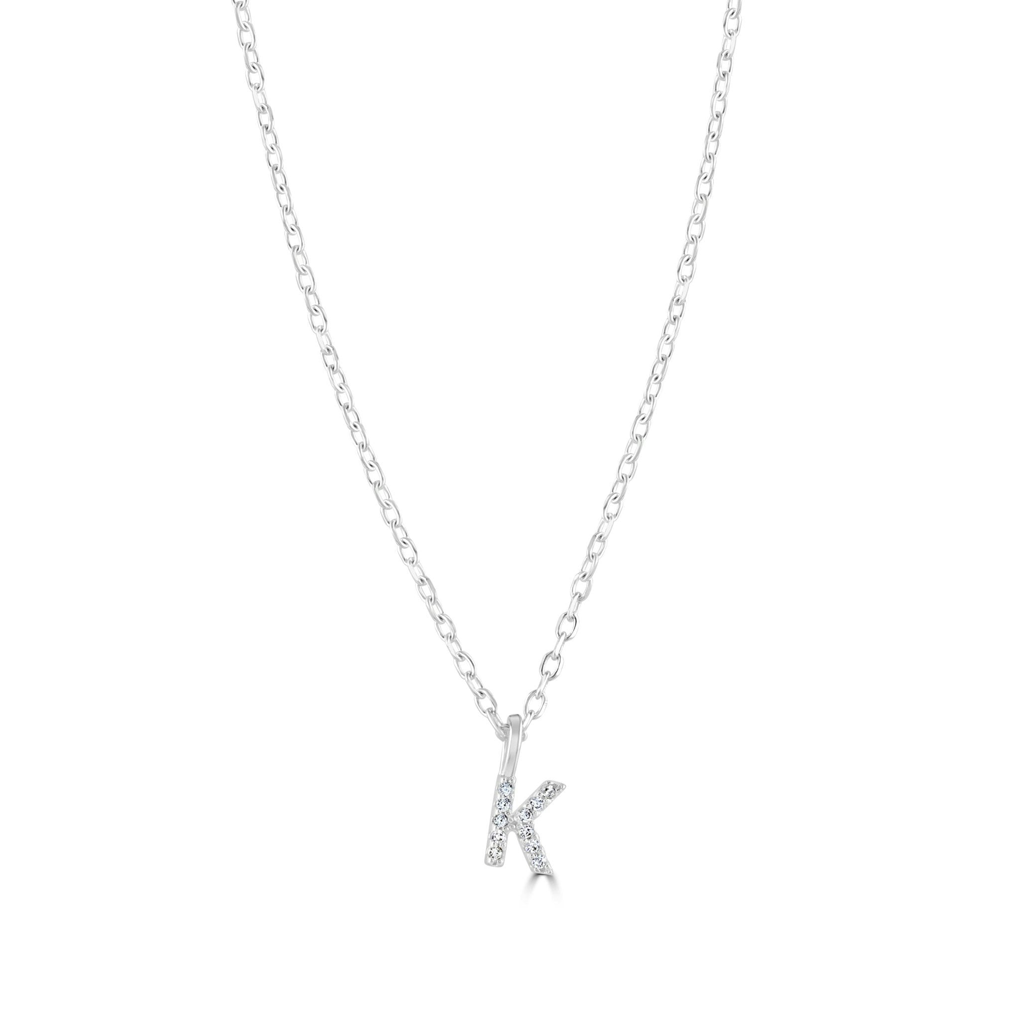Mylee London Silver Sterling Crystal Initial Necklace - No - K