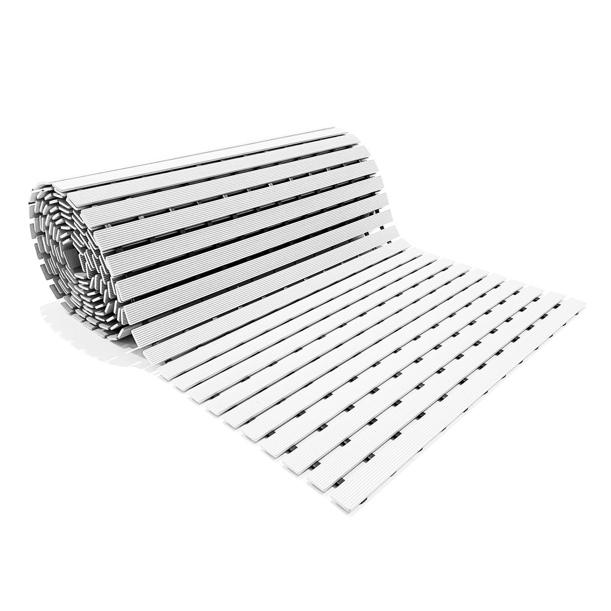 Nicoman White Pvc Duckboard Wet Area Non-Slip Mat Drainage Matt - 5M Roll