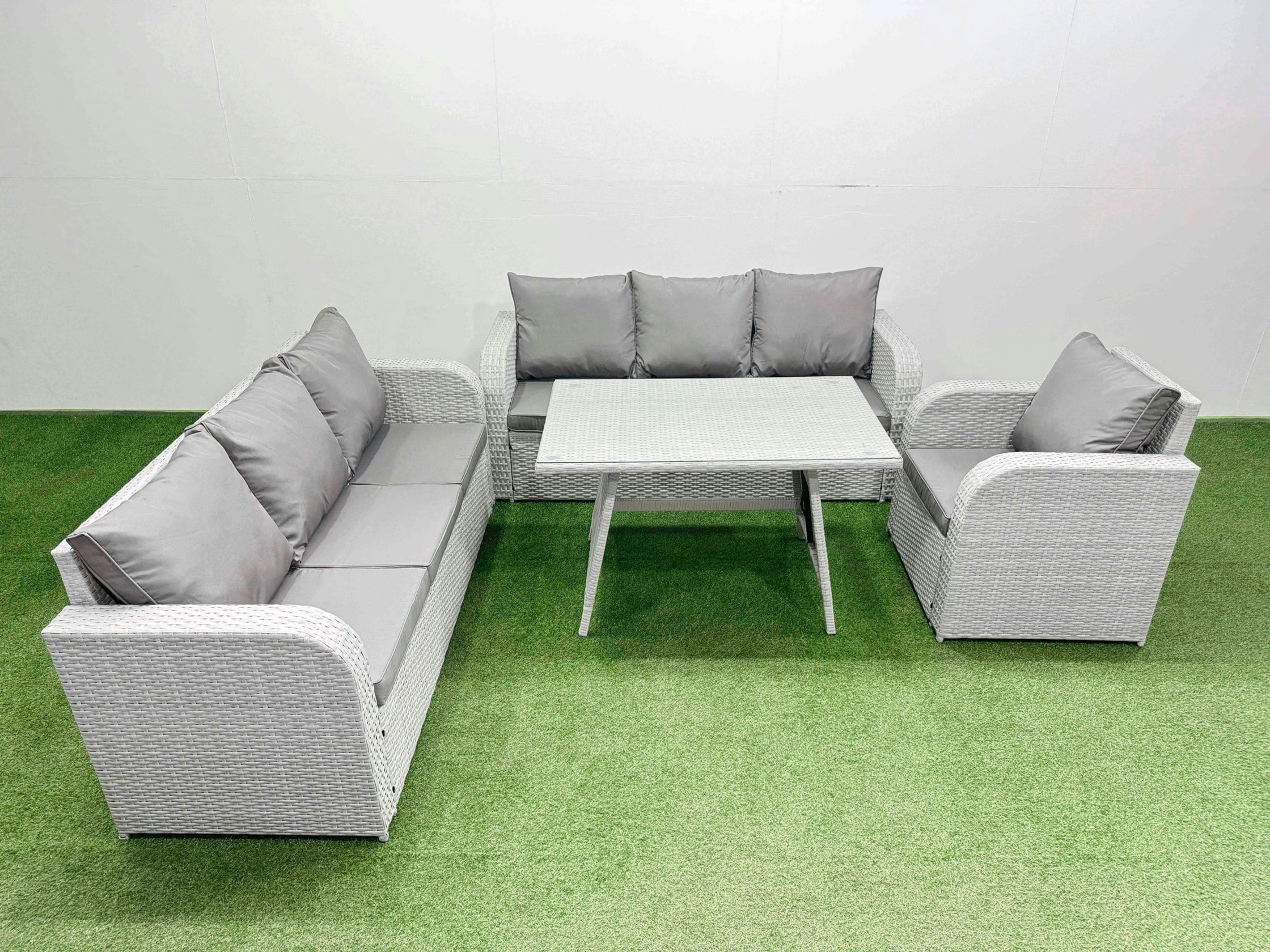 Rackhams Light/Grey 4 Pieces Outdoor Pe Rattan Garden Furniture With Cushions Reclining Chair