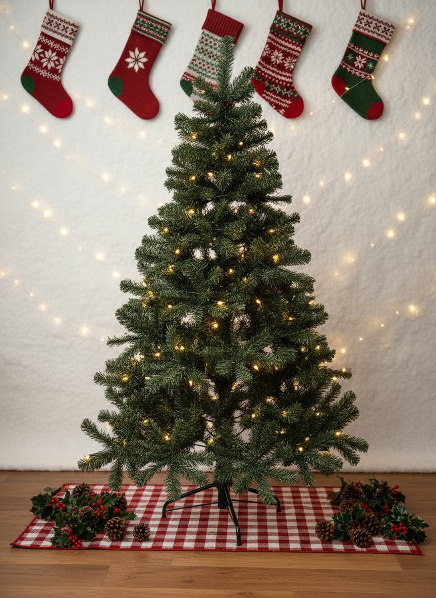 Festive Christmas 7ft Pre-Lit Artificial Christmas Tree - Warm White LED - Image 4