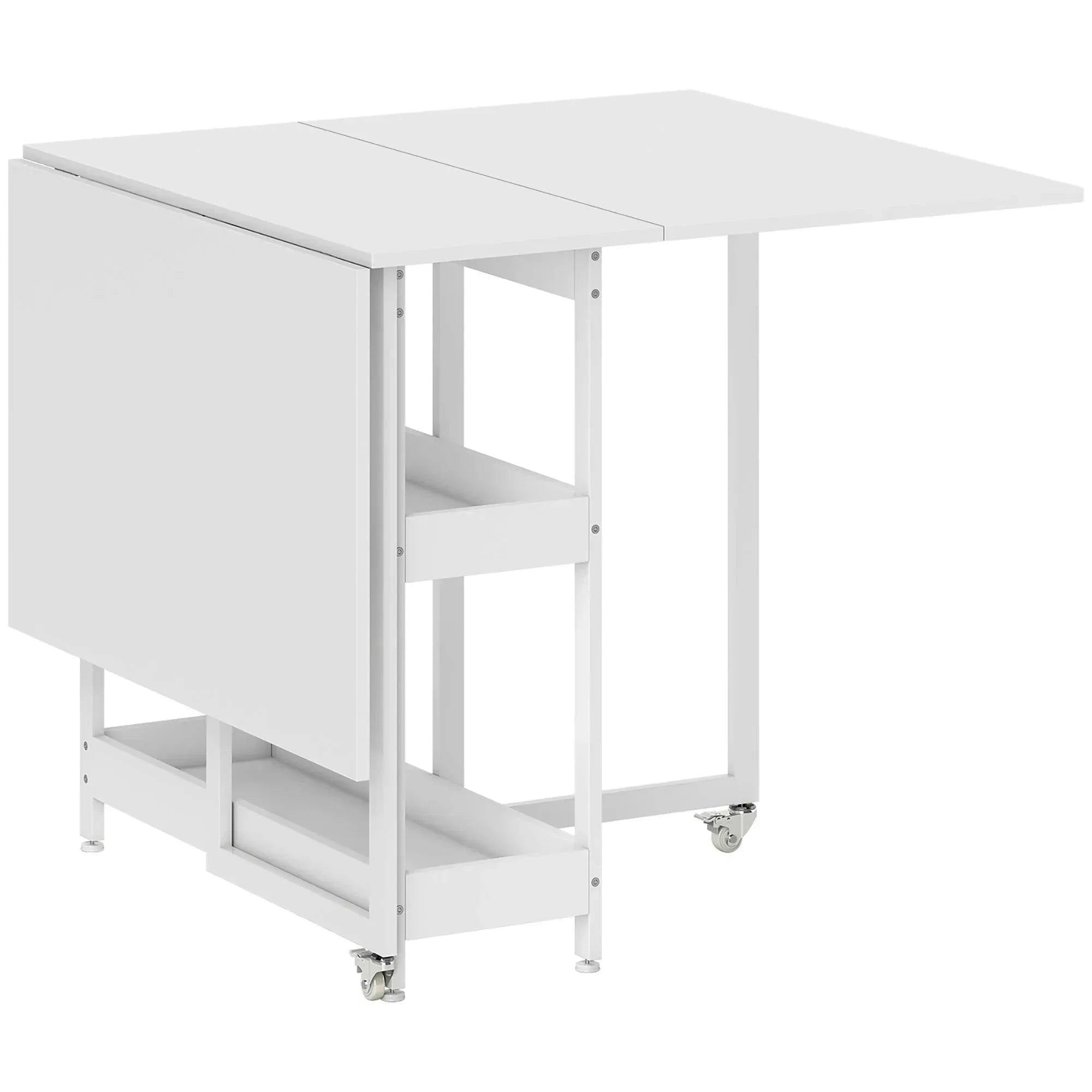 HOMCOM 4 Seater Foldable Dining Table - White - Image 5