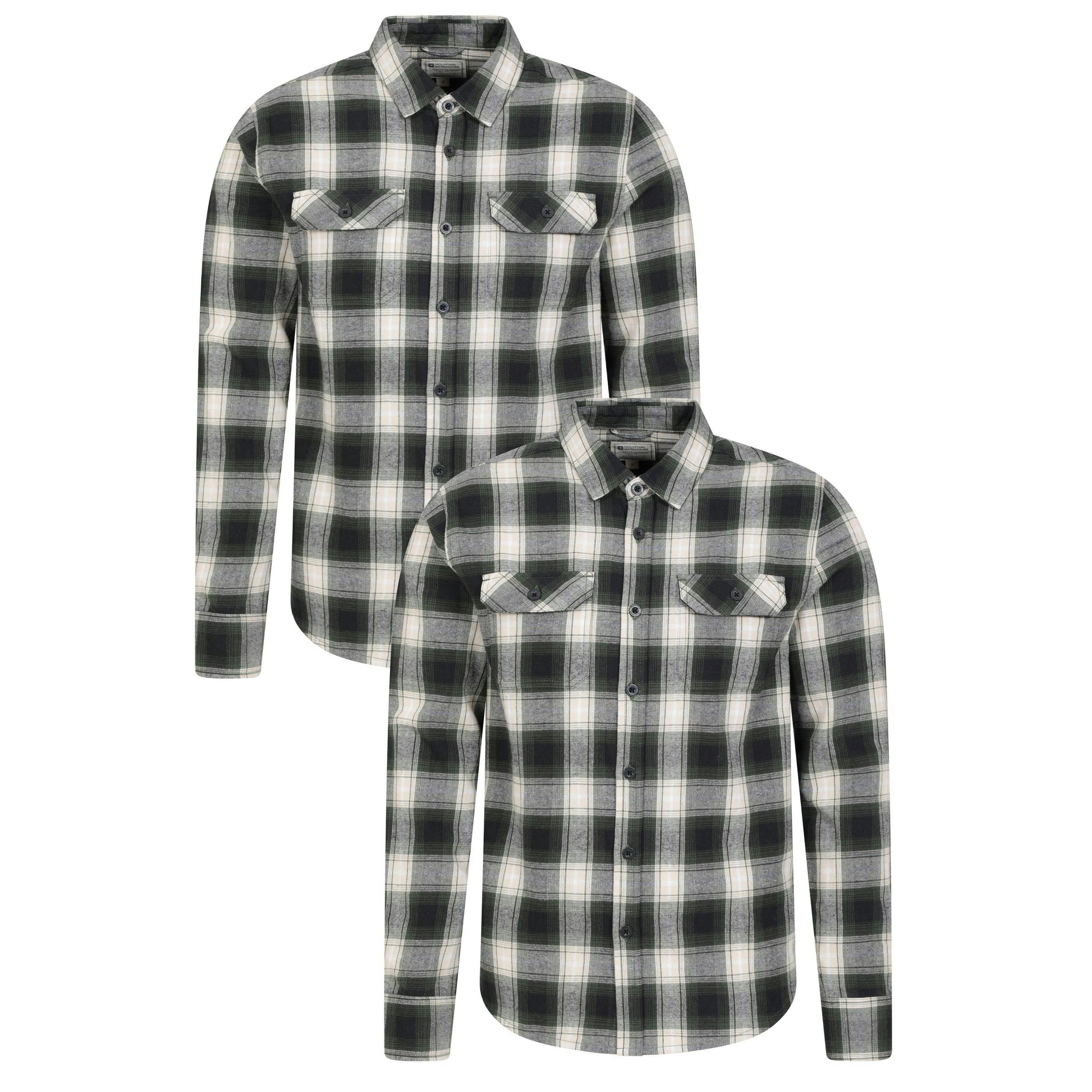 Mountain Warehouse Men's Dark/Green Trace Flannel Shirt (Pack Of 2) - Xl - 100% Cotton
