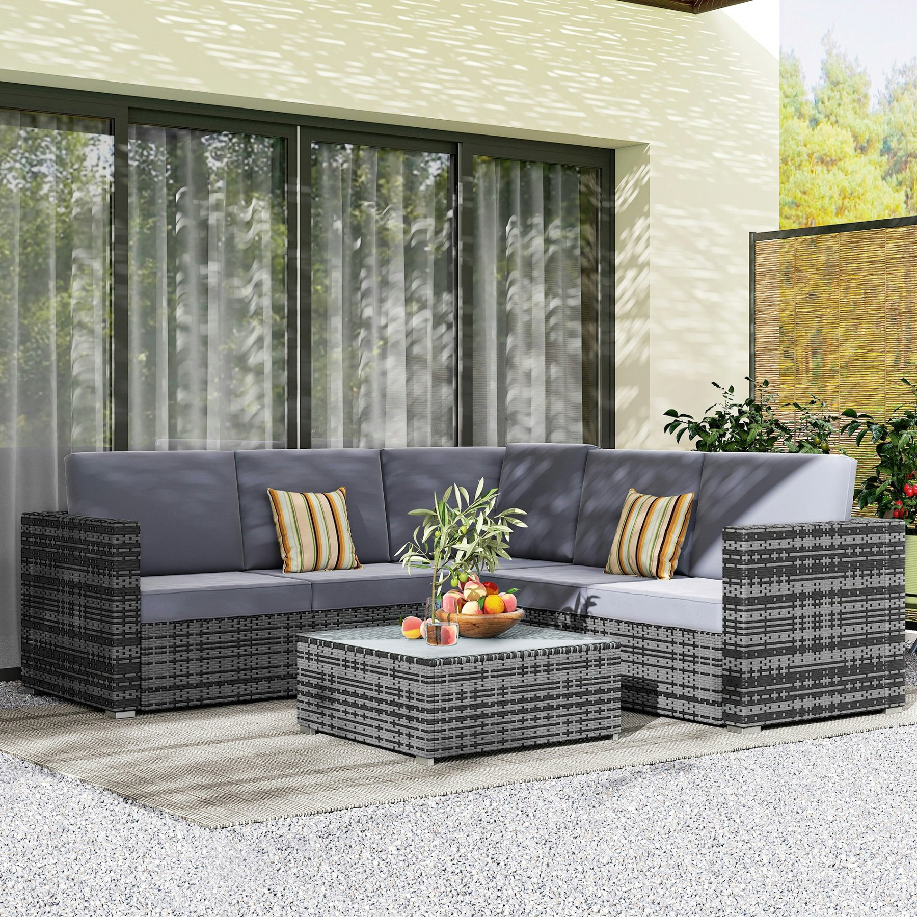 Rackhams 4Pc Rattan Furniture Set W/ Sofa, Chair, Coffee Table