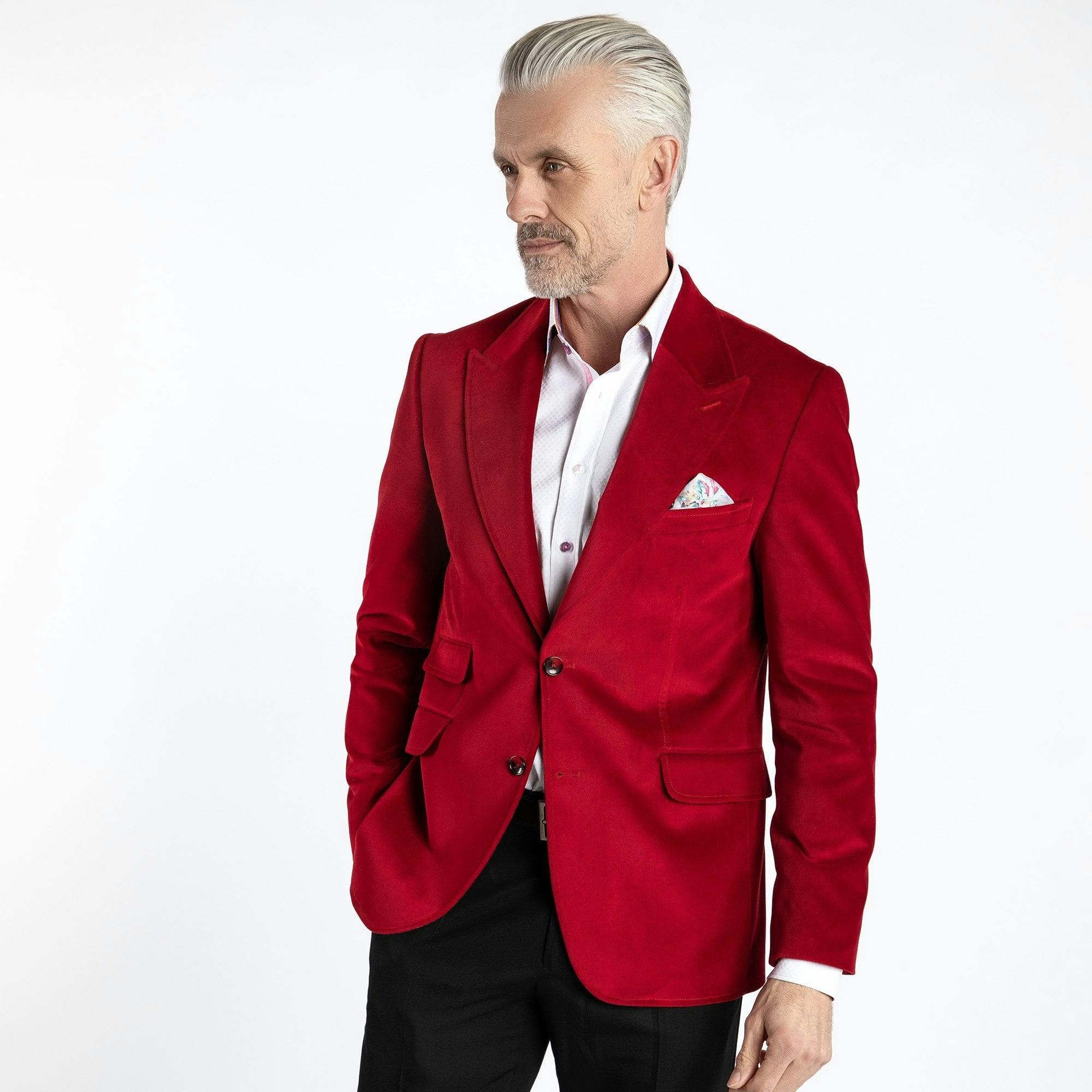 Claudio Lugli Men's Red Vibrant Velvet Jacket - 48 Uk/ 58 Eu