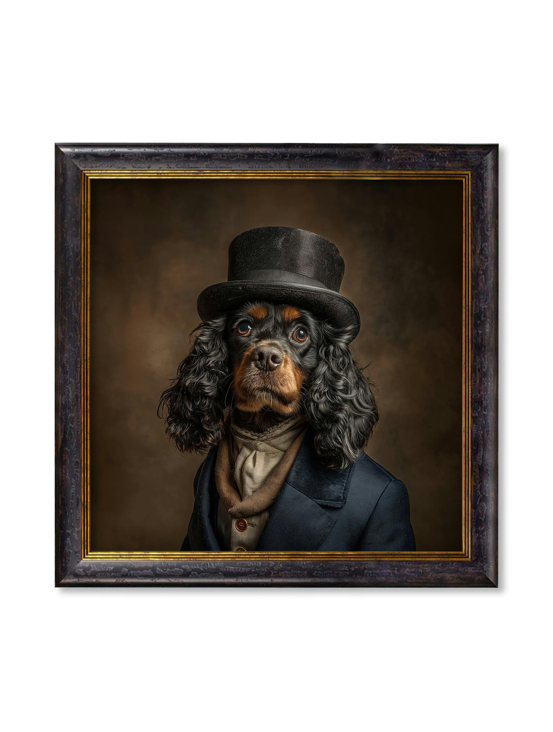 Rackhams Blue/Beige/Black Lord Longears - Gentleman Cocker Spaniel Oxford Square Frame - 96 X 96Cm