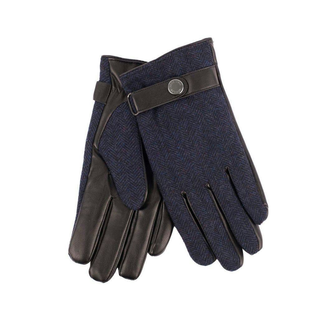 Heritage Traditions Men's Blue Tweed Stud Gloves - Herringbone