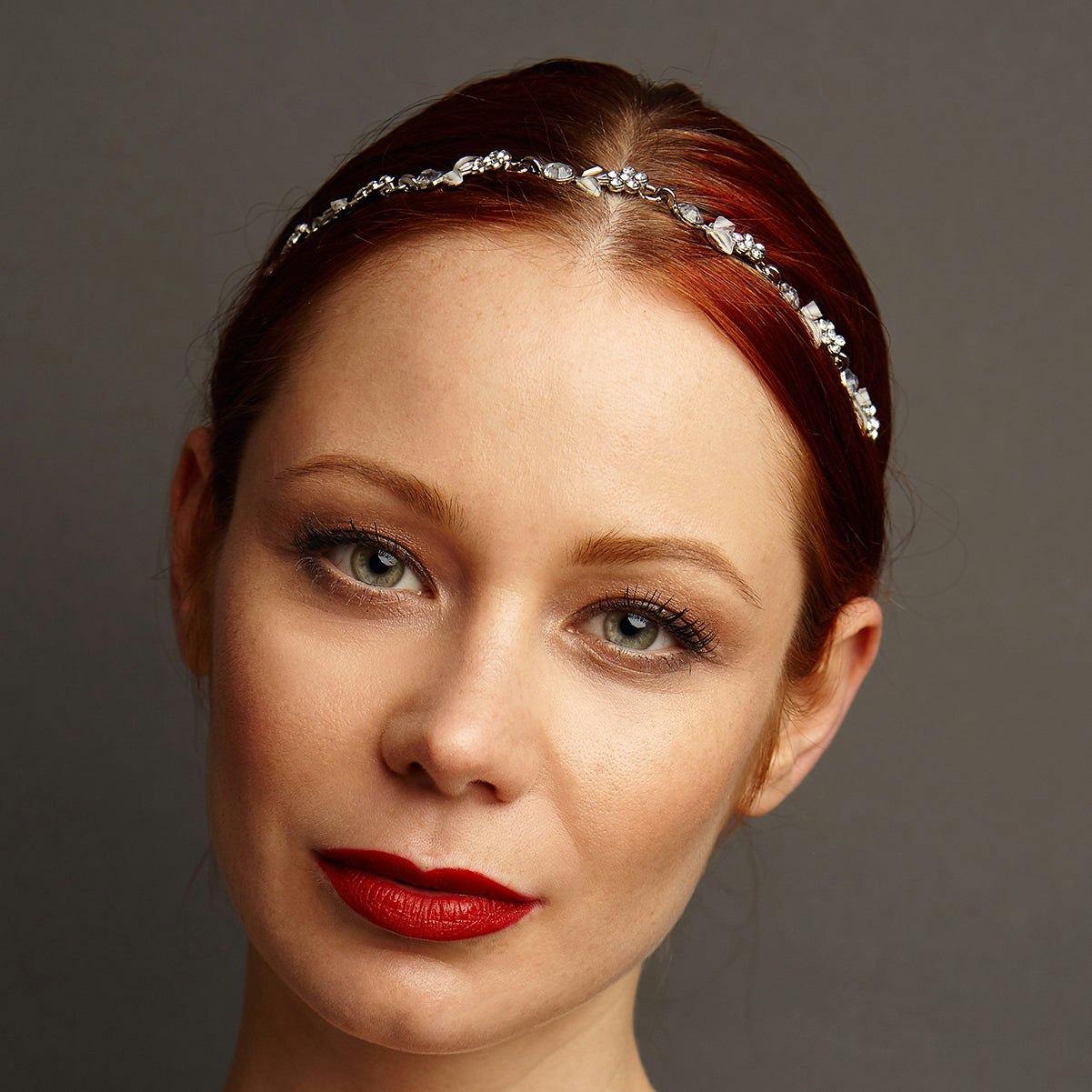 Queenmee Accessories Silver Chain Headband With Diamante Flowers