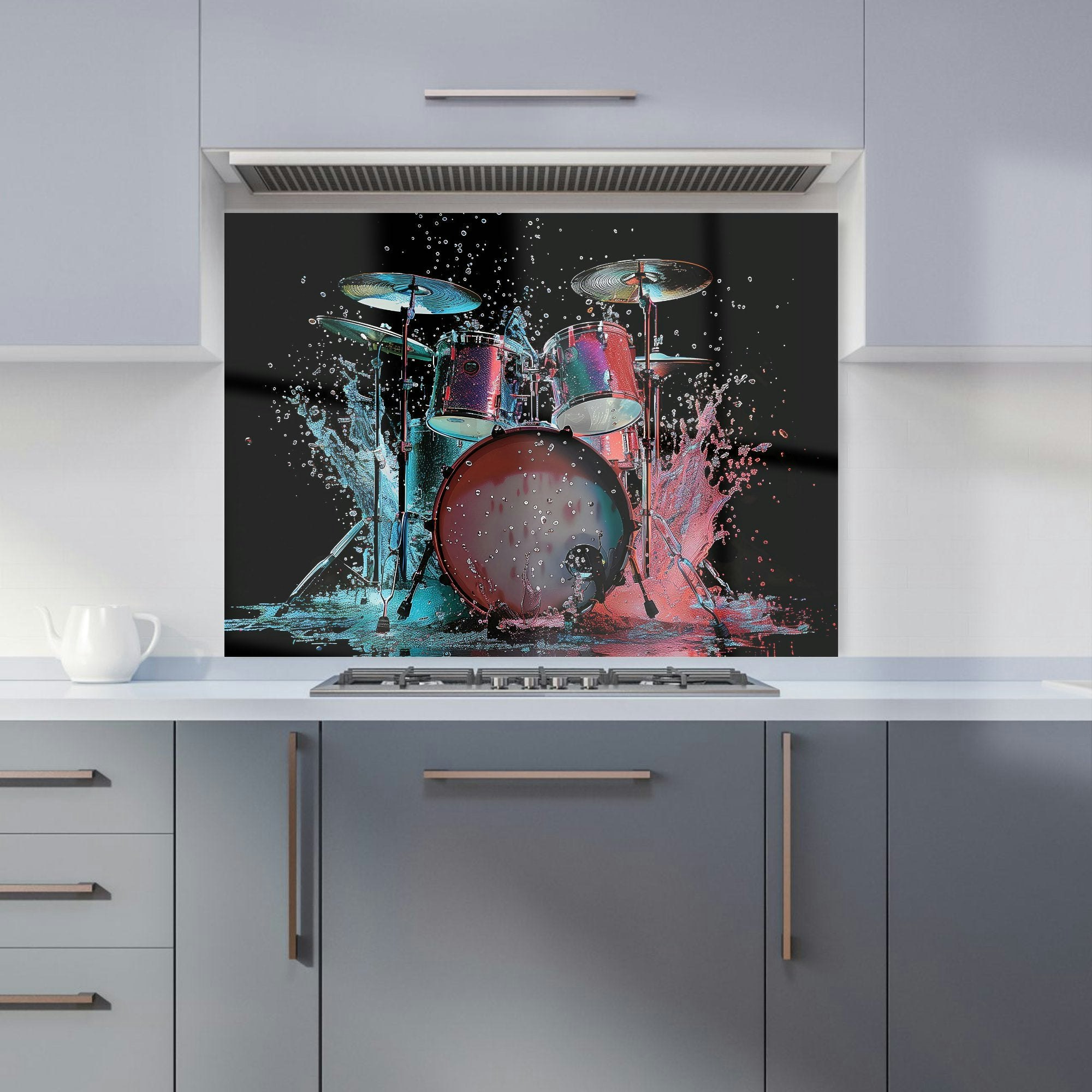 Warren Reed - Designer Rhythm In Splashing Drums Kitchen Splashback - W900mm X H650mm
