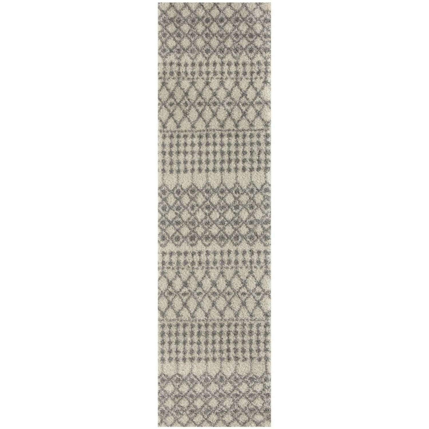 Rackhams Ivory/Grey Moroccan Shaggy Rug | 1000 - 80X300 Cm - Image 2