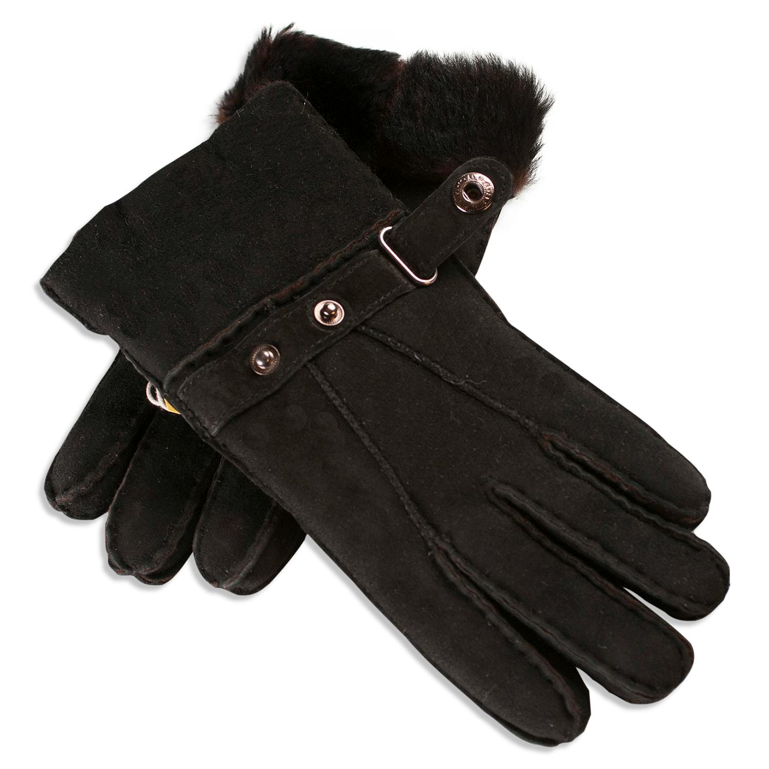 Nordvek Men's Black Sheepksin Gloves With Buckle Strap - L/Xl - 10