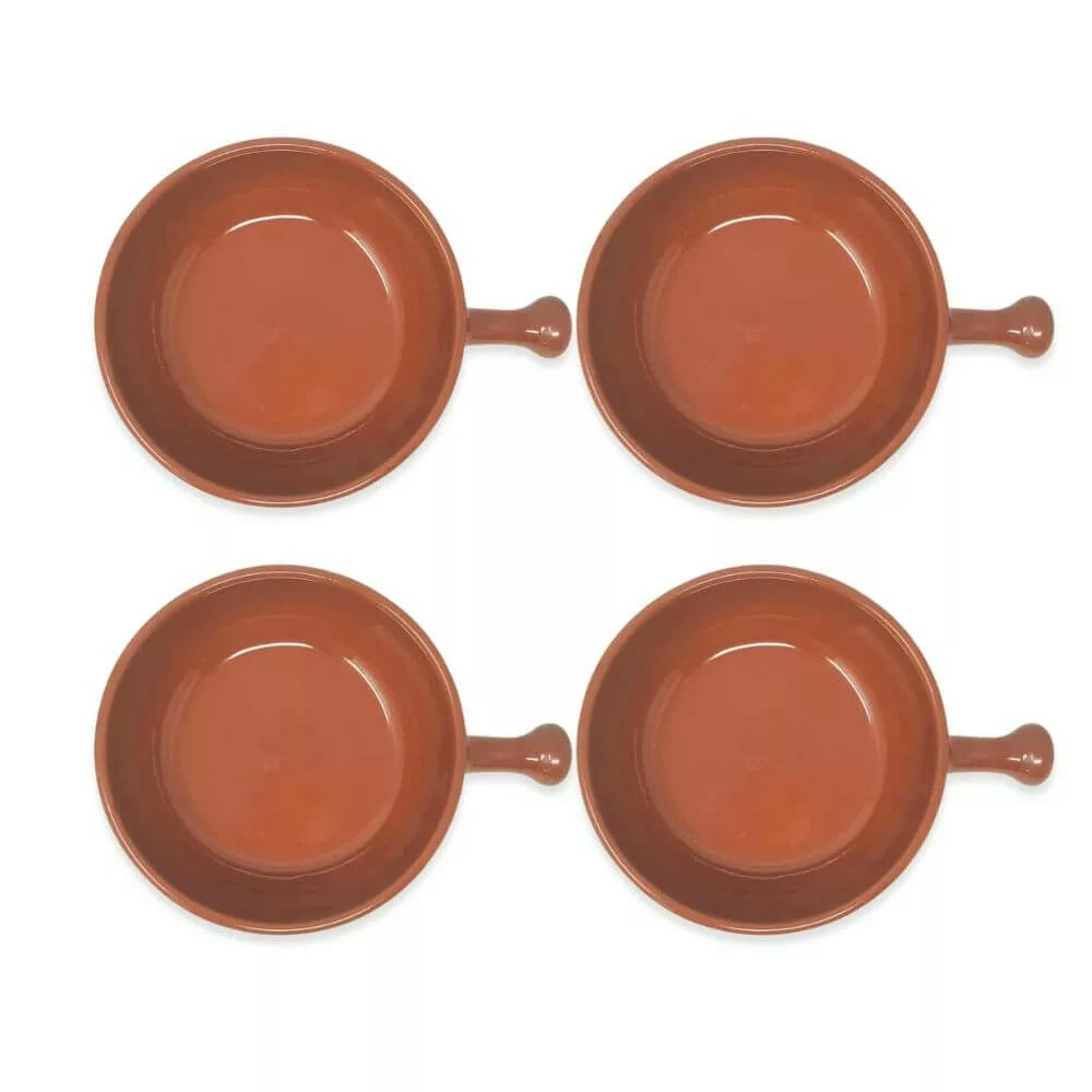 Verano Spanish Ceramics Set Of 4 El Toro - Oven Dishes With Short Handle - 15Cm