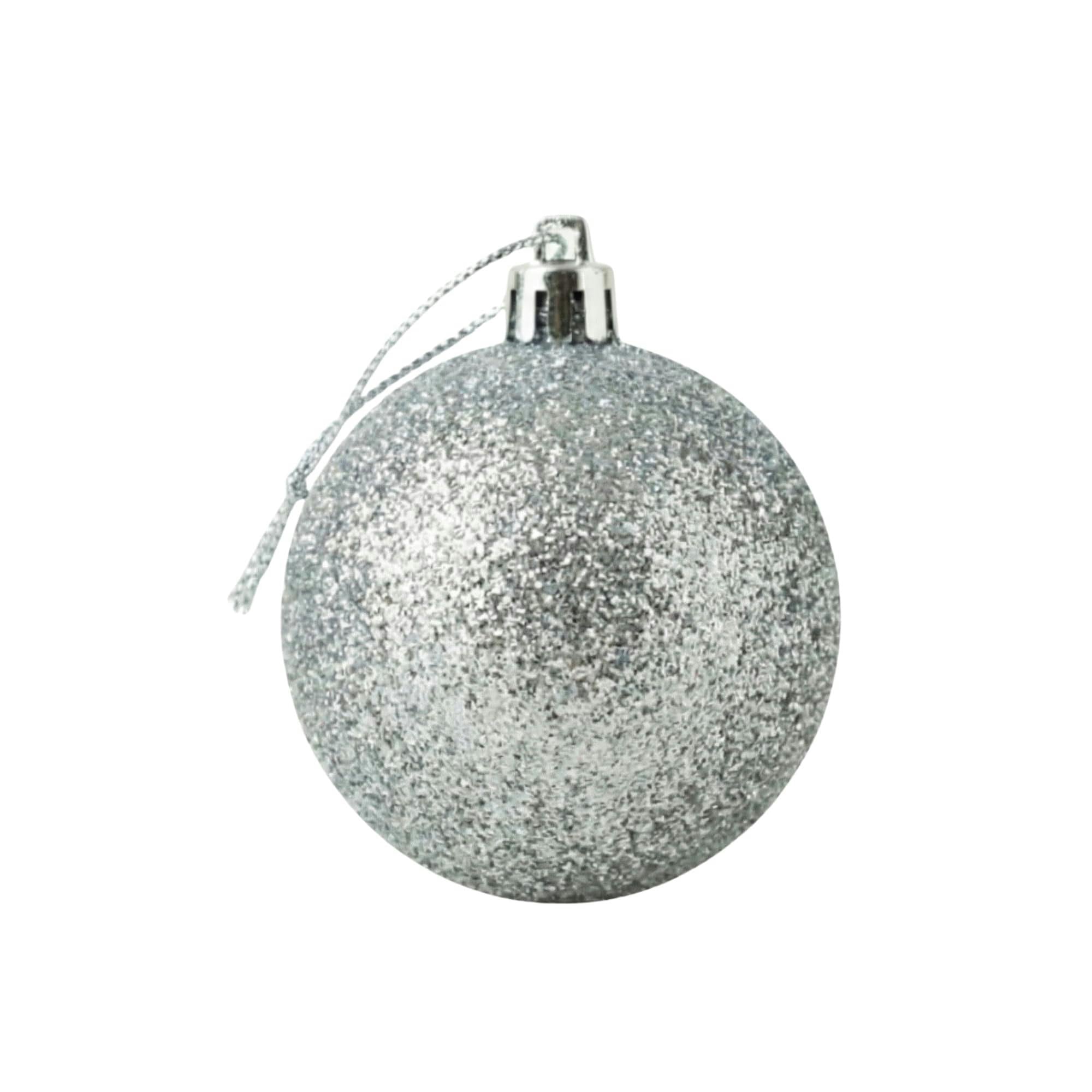 Rackhams Silver 2Cm Glitter Christmas Bauble For Tree, Home And Seasonal Decorative Displays