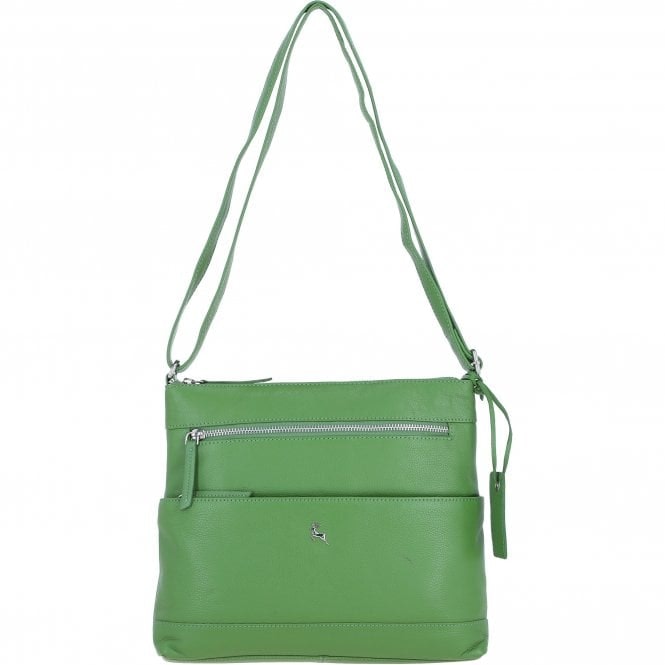 Ashwood Silver Stylish Real Leather Shoulder Bag: Derby - Fern - Leather