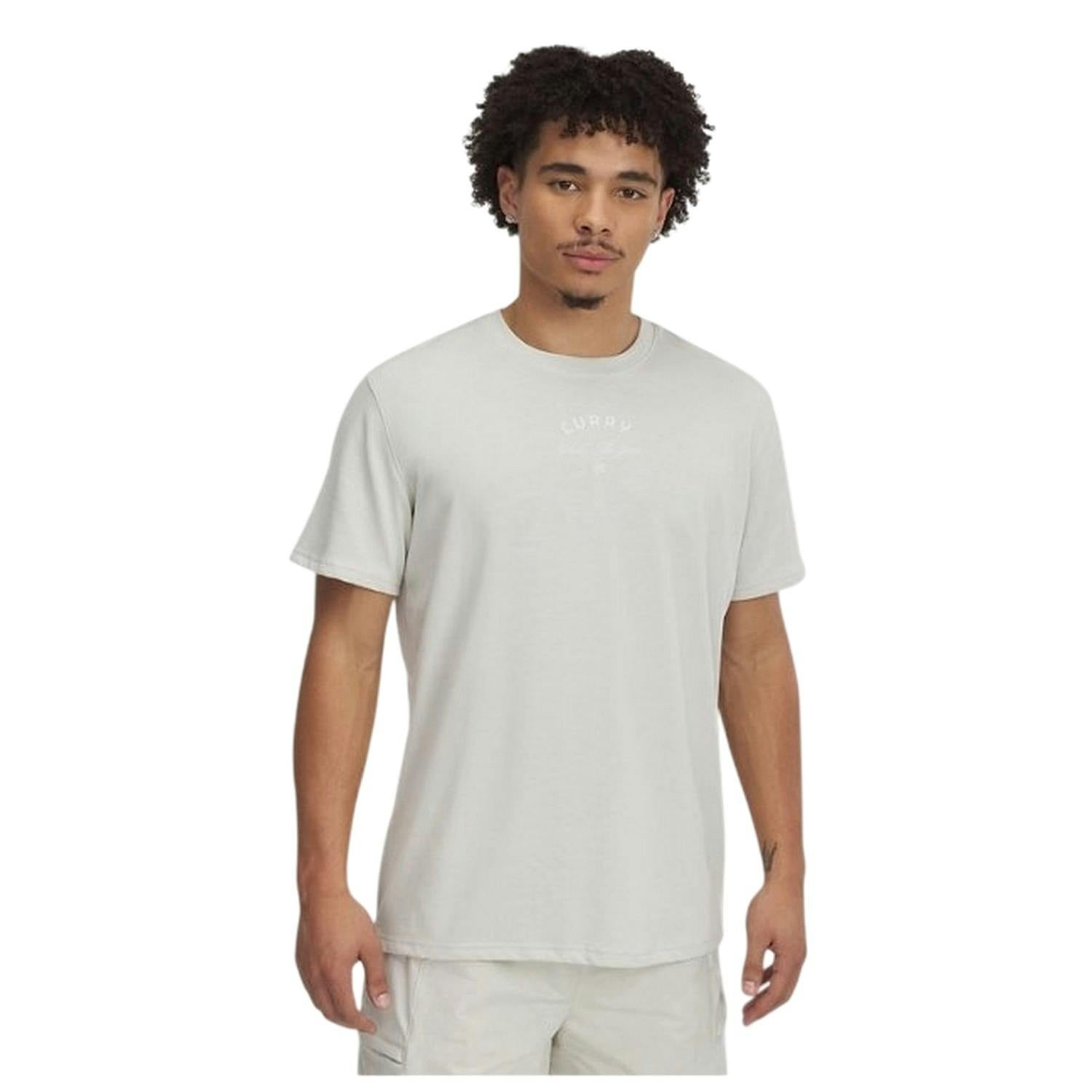 Under Armour Men's White Curry Logo Regular T-Shirt - S - 60% Cotton/40% Polyester