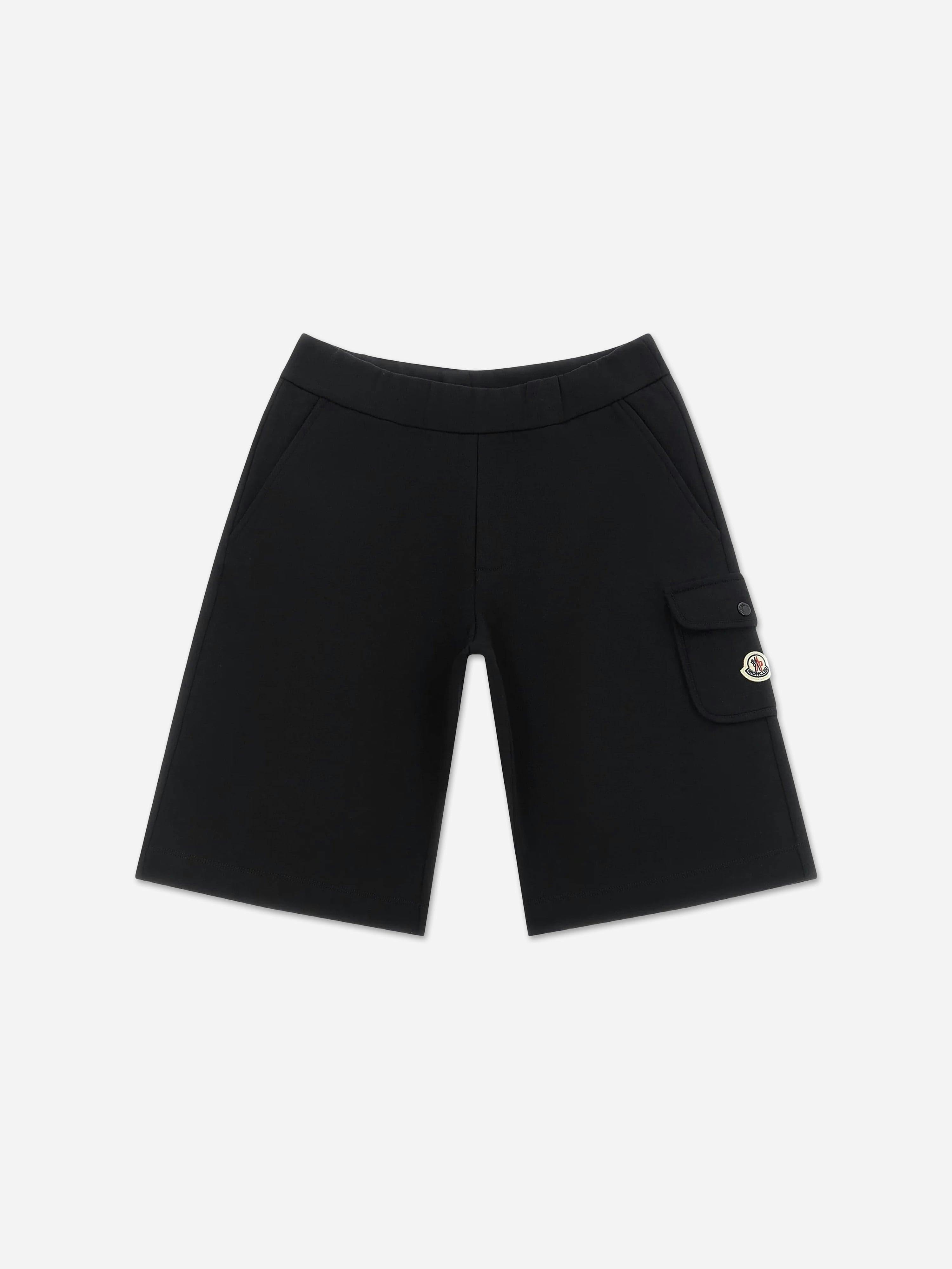 Moncler Enfant Boys Black Logo Pocket Sweat Shorts In - 4 Yrs