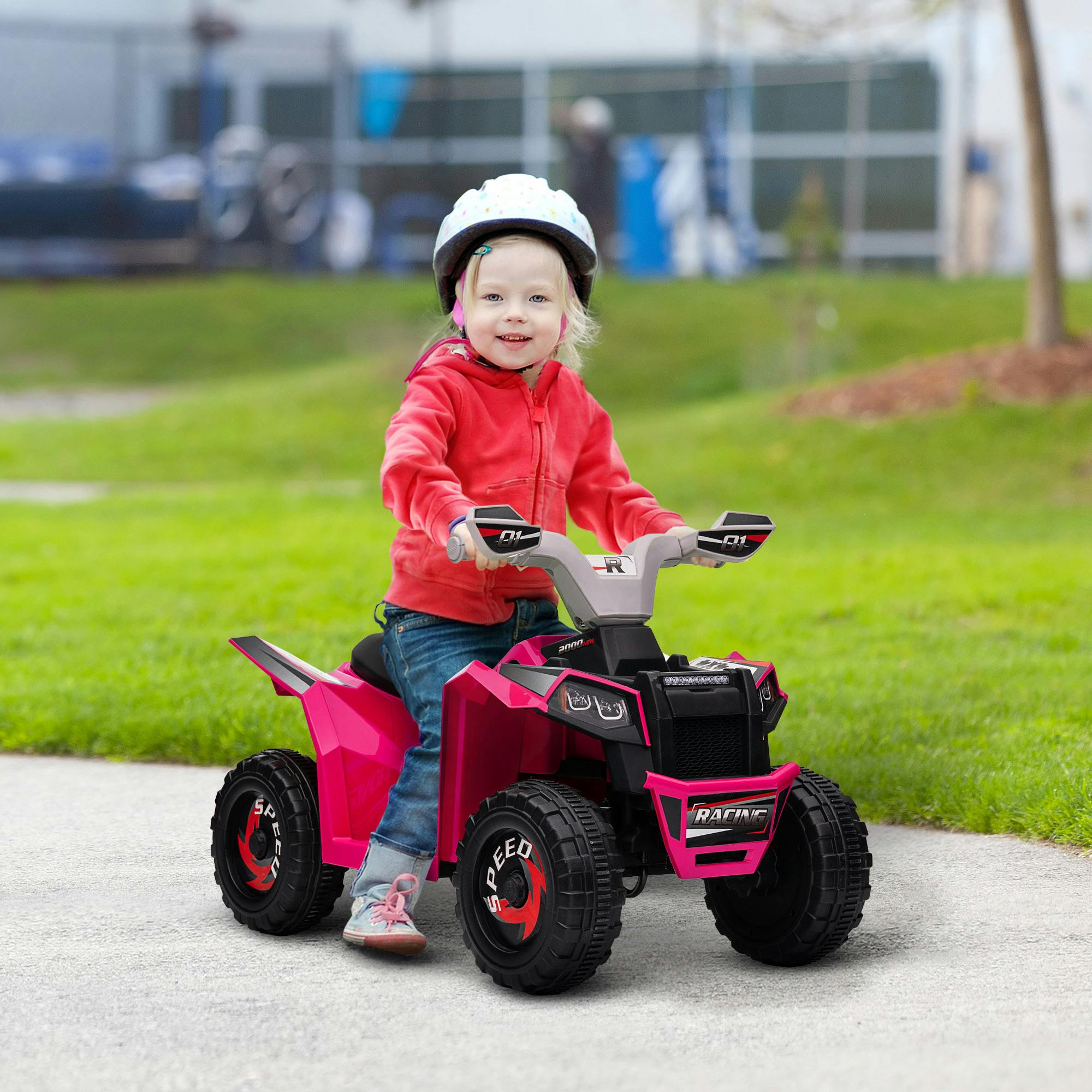 Homcom Pink Electric Quad Bike, 6V Kids Ride-On Atv, For Ages 18-36 Months