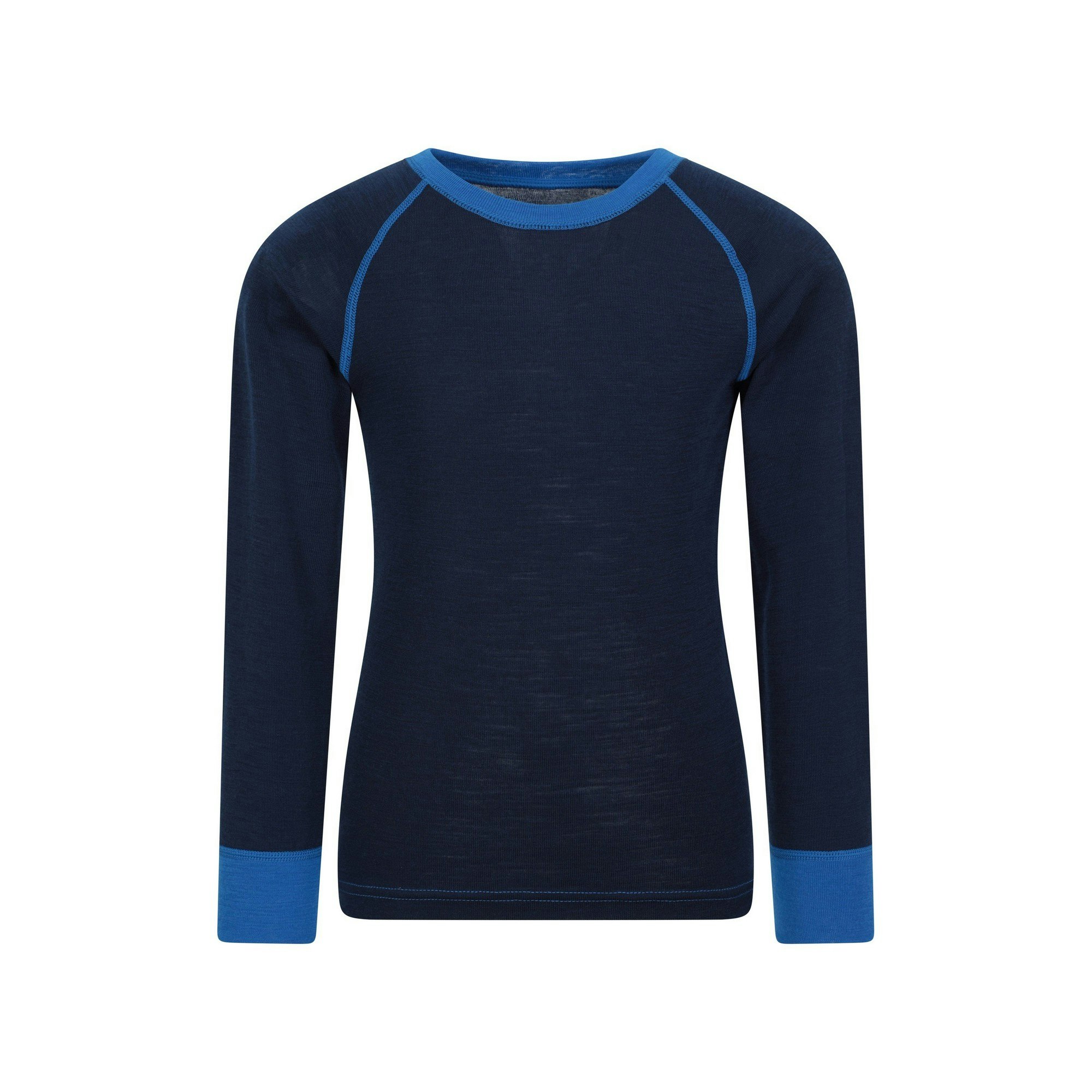 Mountain Warehouse Blue Childrens/Kids Merino Ii Round Neck Base Layer Top - 11-12 Years - 70% Polyester/30% Cotton