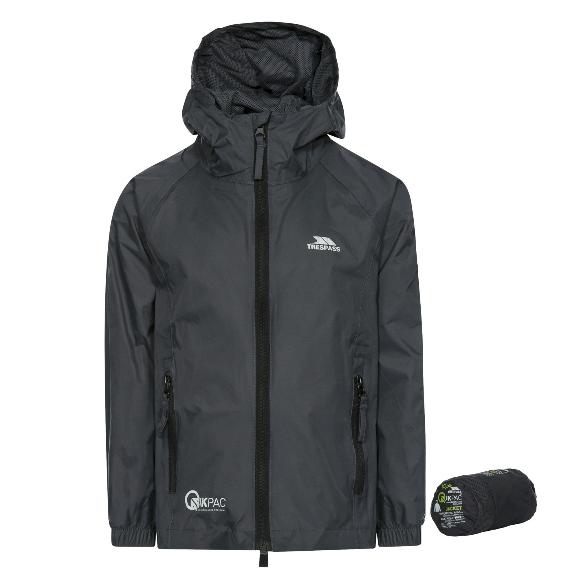 Trespass Childrens/Kids Qikpac Waterproof Packaway Jacket - Flint - Flint - Size 7/8 Years