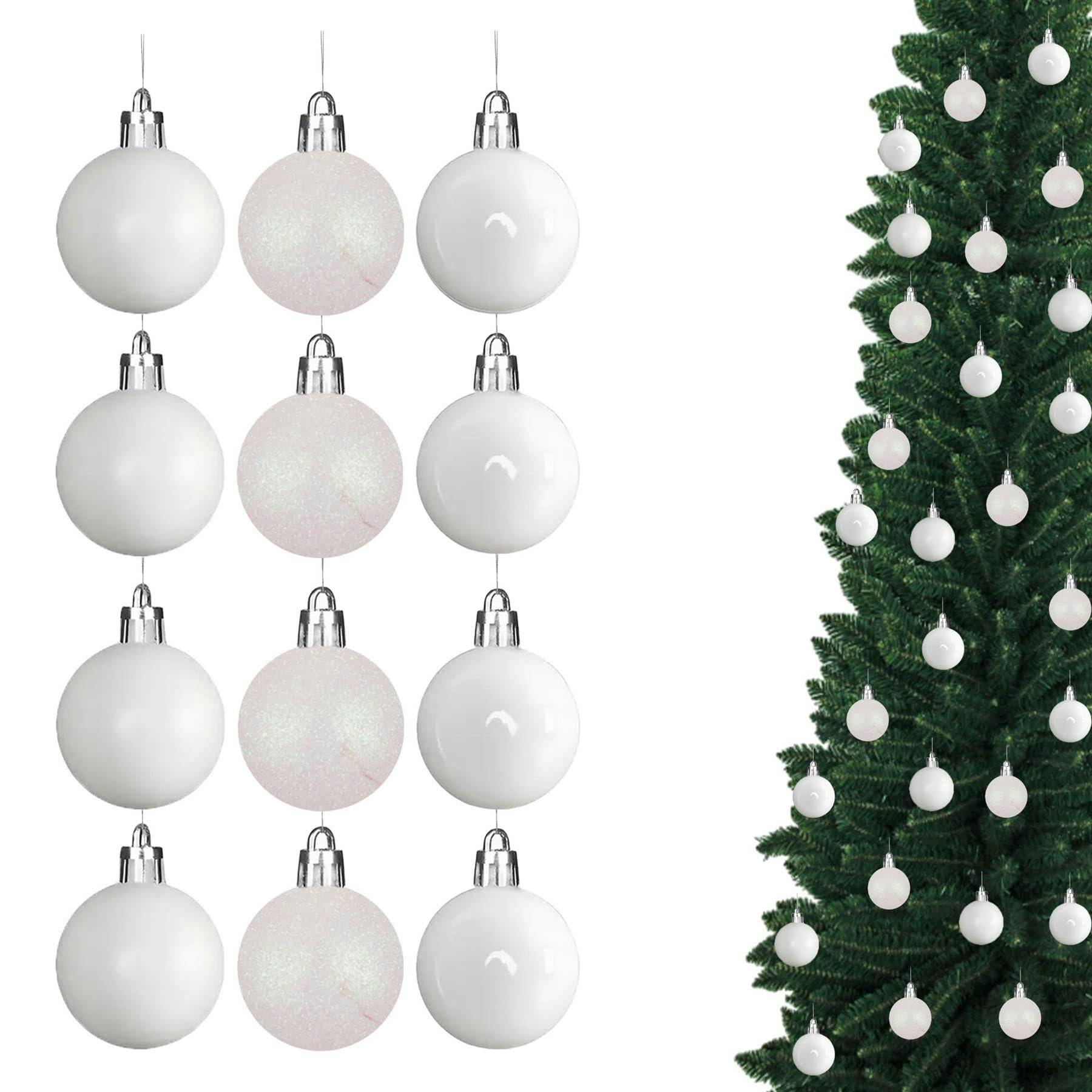 Rackhams White 3Cm Christmas Baubles Pack Sizes 12 Or 24 Shatterproof Pvc Hanging Decorations - 24 Pack - Pvc - Image 2