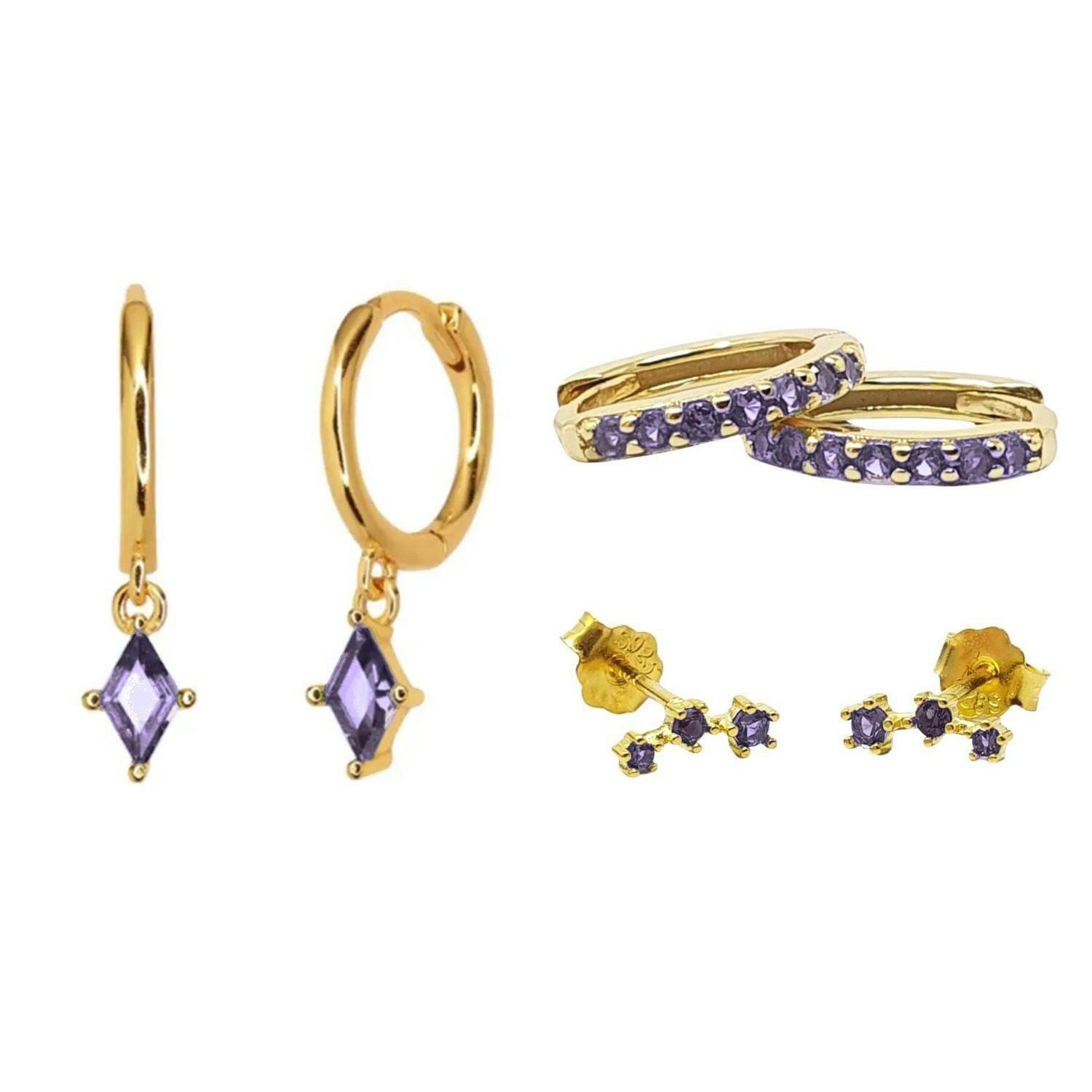 Harfi Amethyst February Birthstone Earrings Gift Set For Her