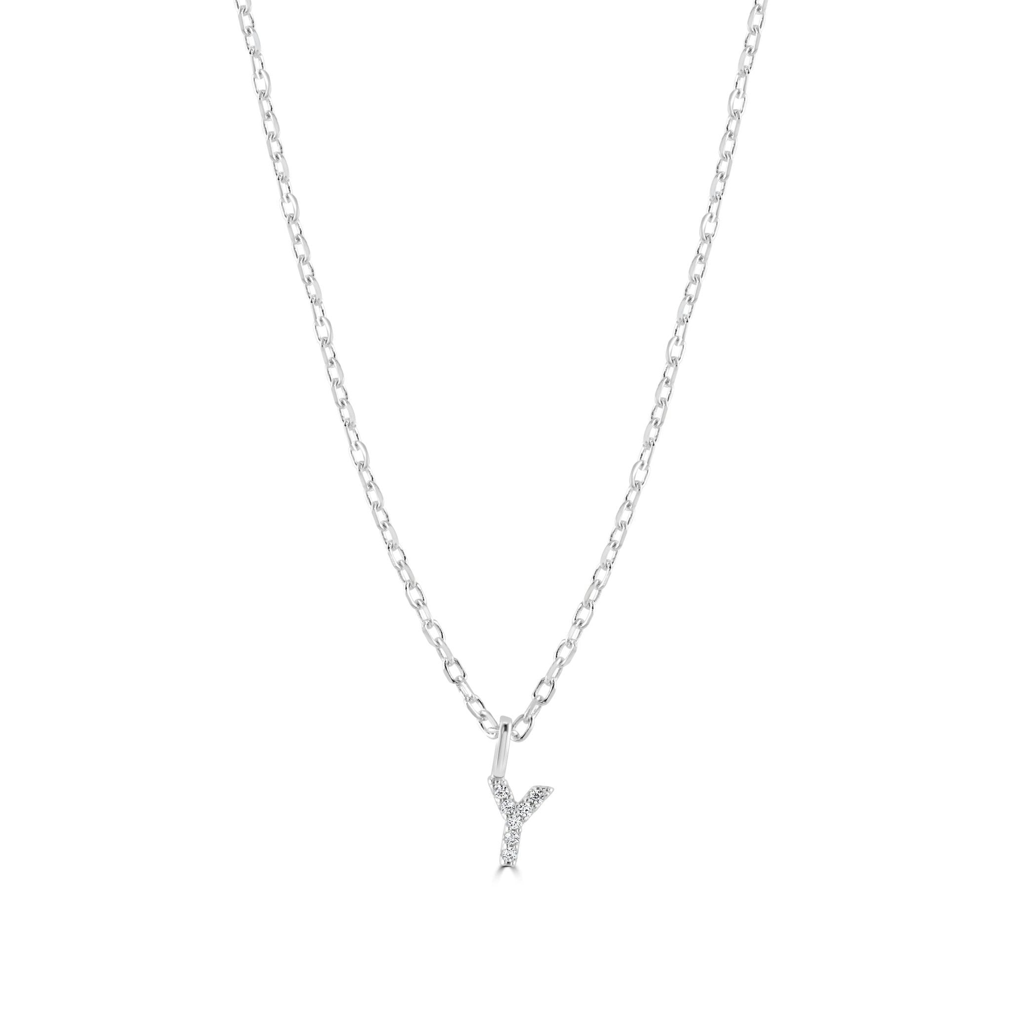 Mylee London Silver Sterling Crystal Initial Necklace - No - Y