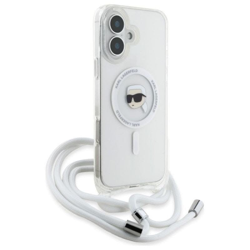 Karl Lagerfeld Crossbody Iml Karl Head Case With Magsafe For Iphone 16 6.1" Clear - Klhmp16shckhnt
