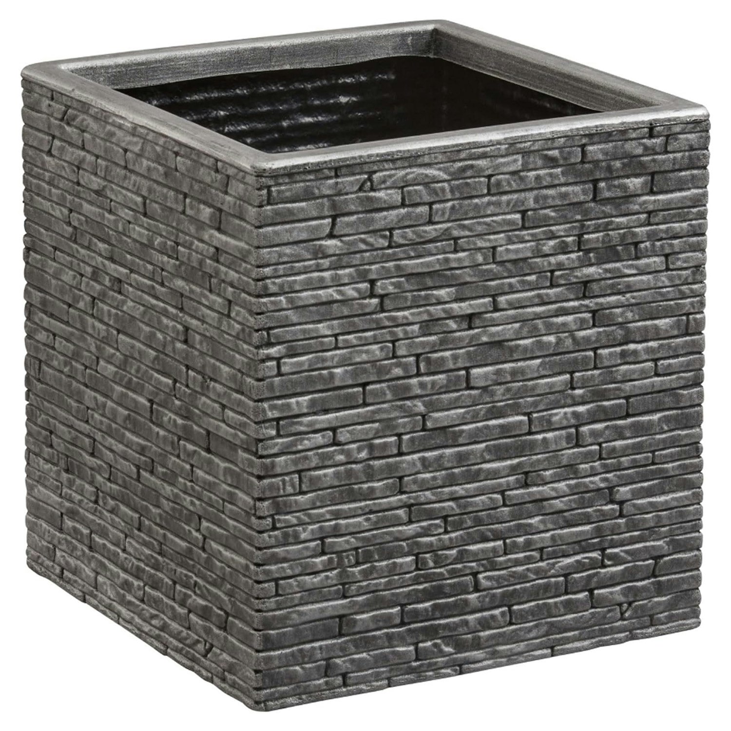 Storm Trading Group Grey Lazio & Brick Slate Effect Pewter Plastic Garden Flower Pots - 1 X Brick Slate Square