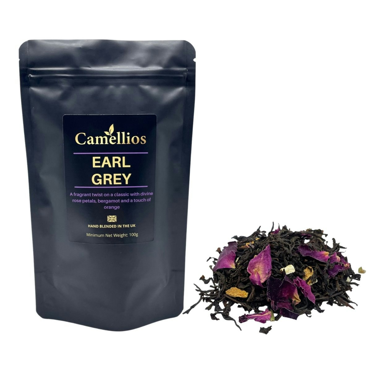 Camellios Grey/Black Earl Tea, Loose Leaf Tea - 100G