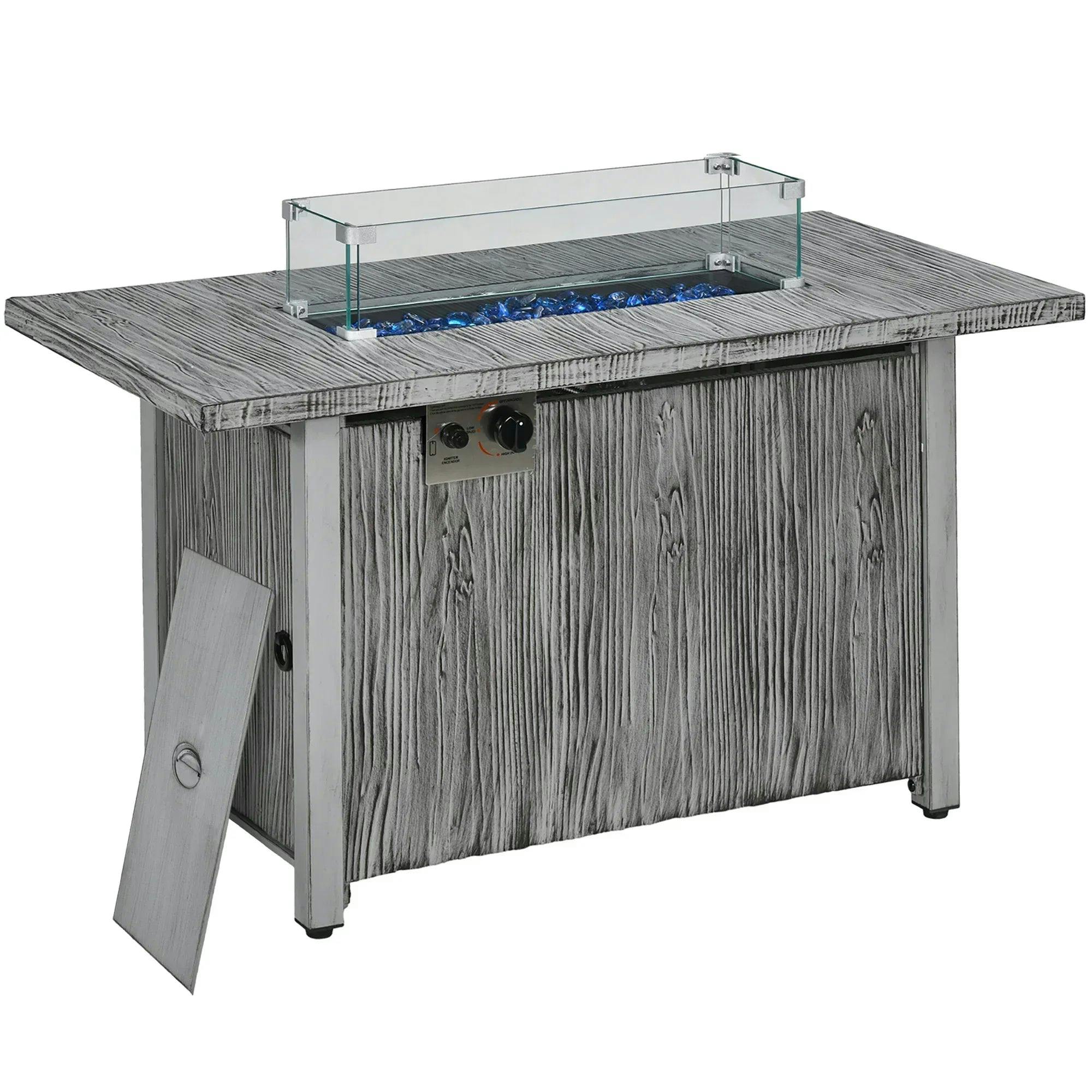 Outsunny Gas Fire Pit Table - 109cm - 50,000 BTU Burner - Grey - Image 6