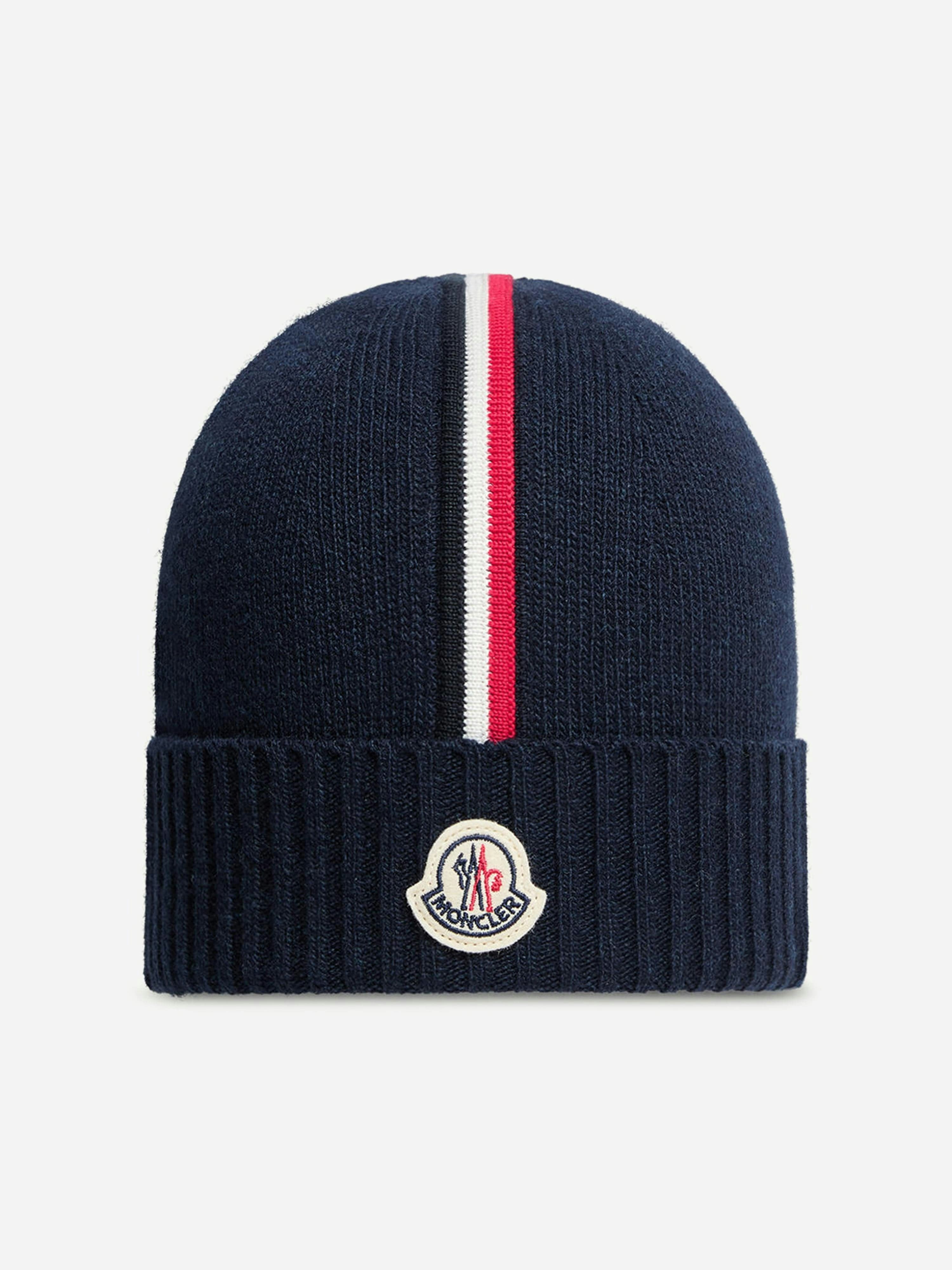 Moncler Enfant Boys Blue Kids Logo Beanie Hat In Navy - S 4 - 6 Yrs