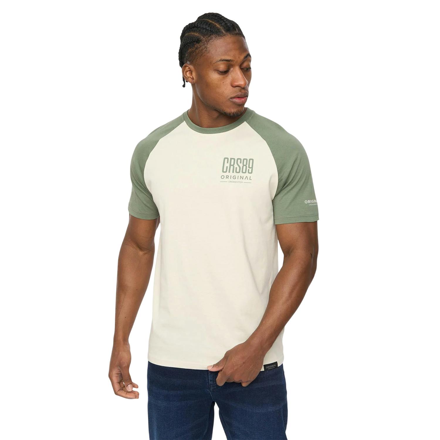 Crosshatch Men's Bretsby T-Shirt - Olive - L - Olive - 100% Cotton