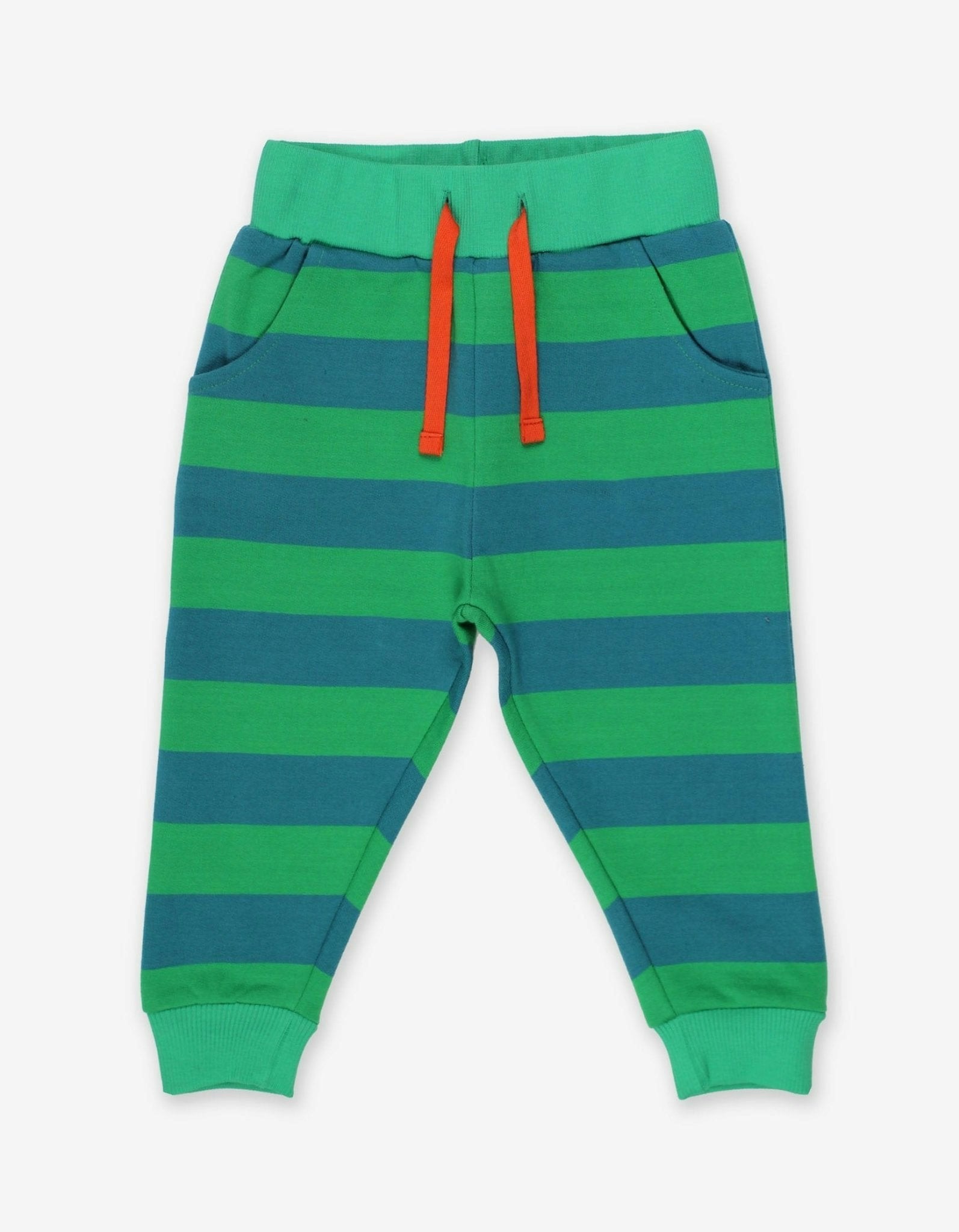 Toby Tiger Green Organic Striped Joggers - 18-24M 92Cm