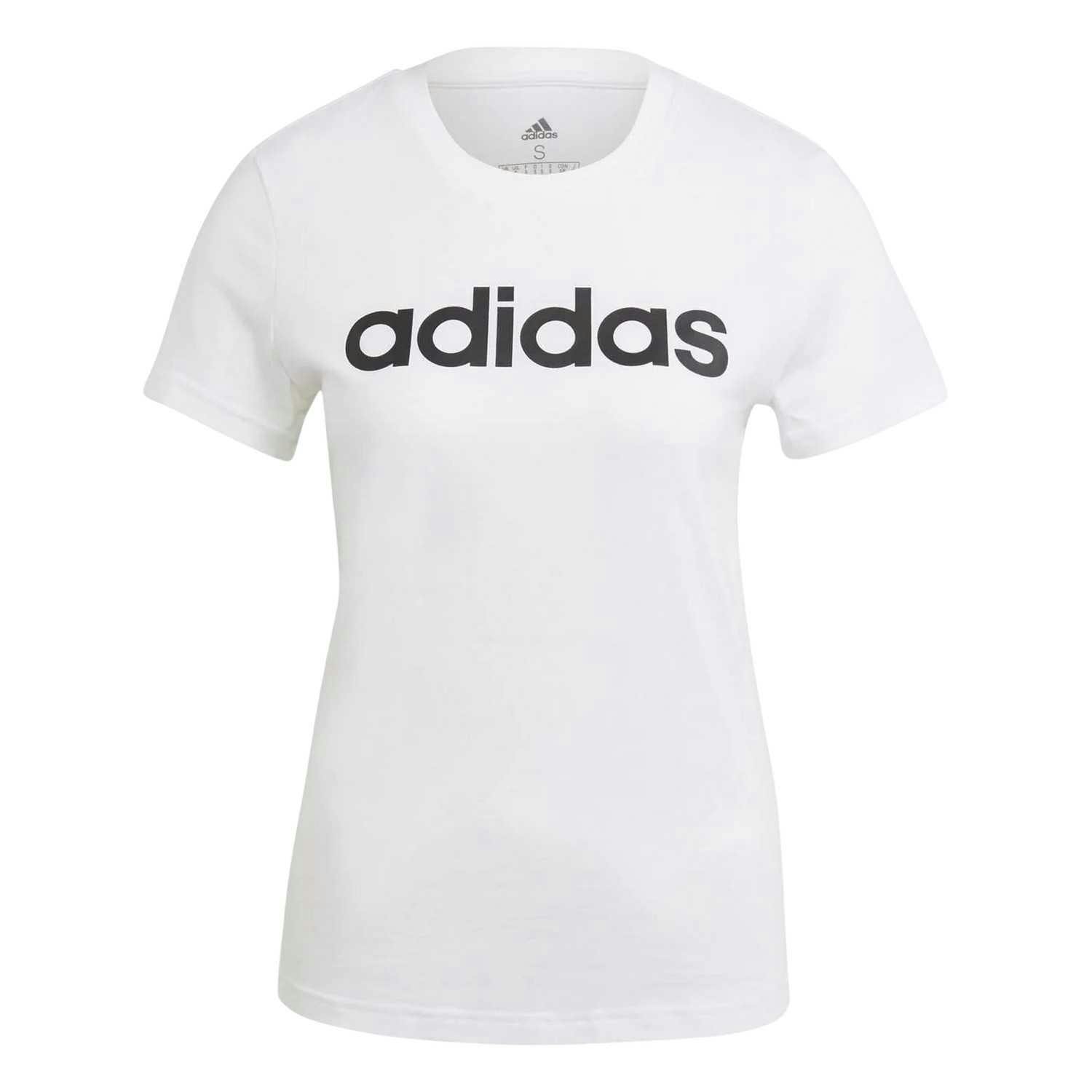 Adidas Women's White Logo T-Shirt - Xxs - 100% Cotton