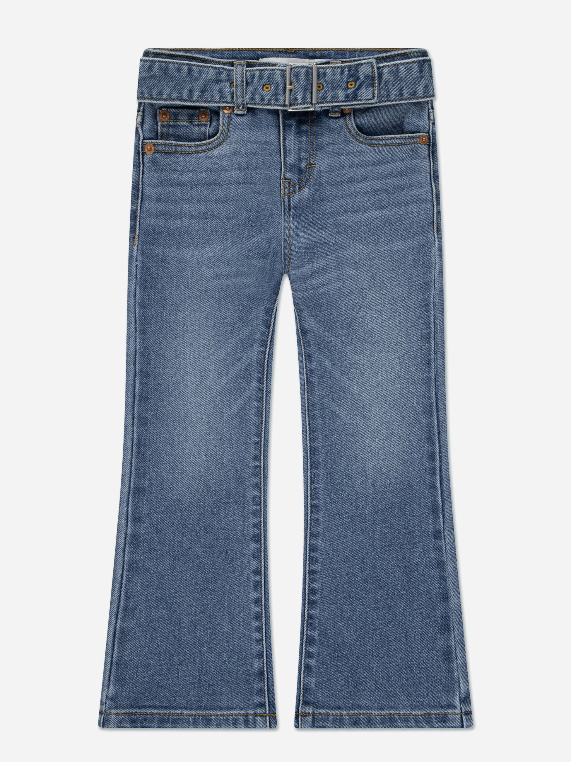 Levi's Kids Wear Girls Blue Levi's Regular Rise Flared Jeans With Belt In - 4 Yrs
