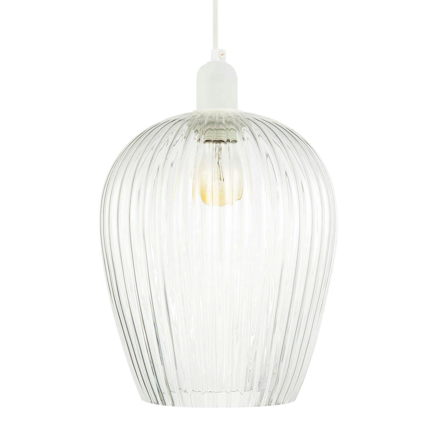 Rackhams Light Modern Transparent Mini Line Ribbed Glass Pendant Ceiling Lamp Shade
