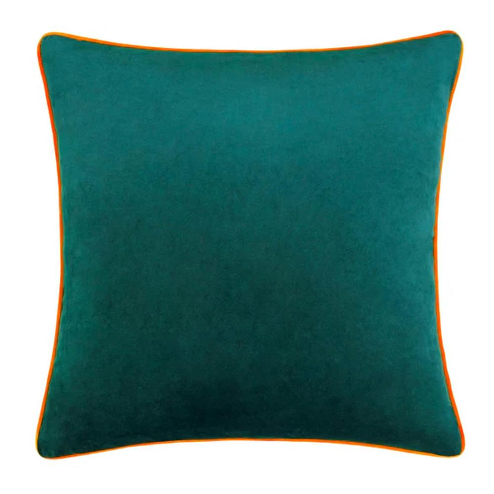 Furn Meridian Velvet Cushion Cover - Teal/Clementine - 45Cm X 45Cm - Teal/Clementine - 100% Polyester