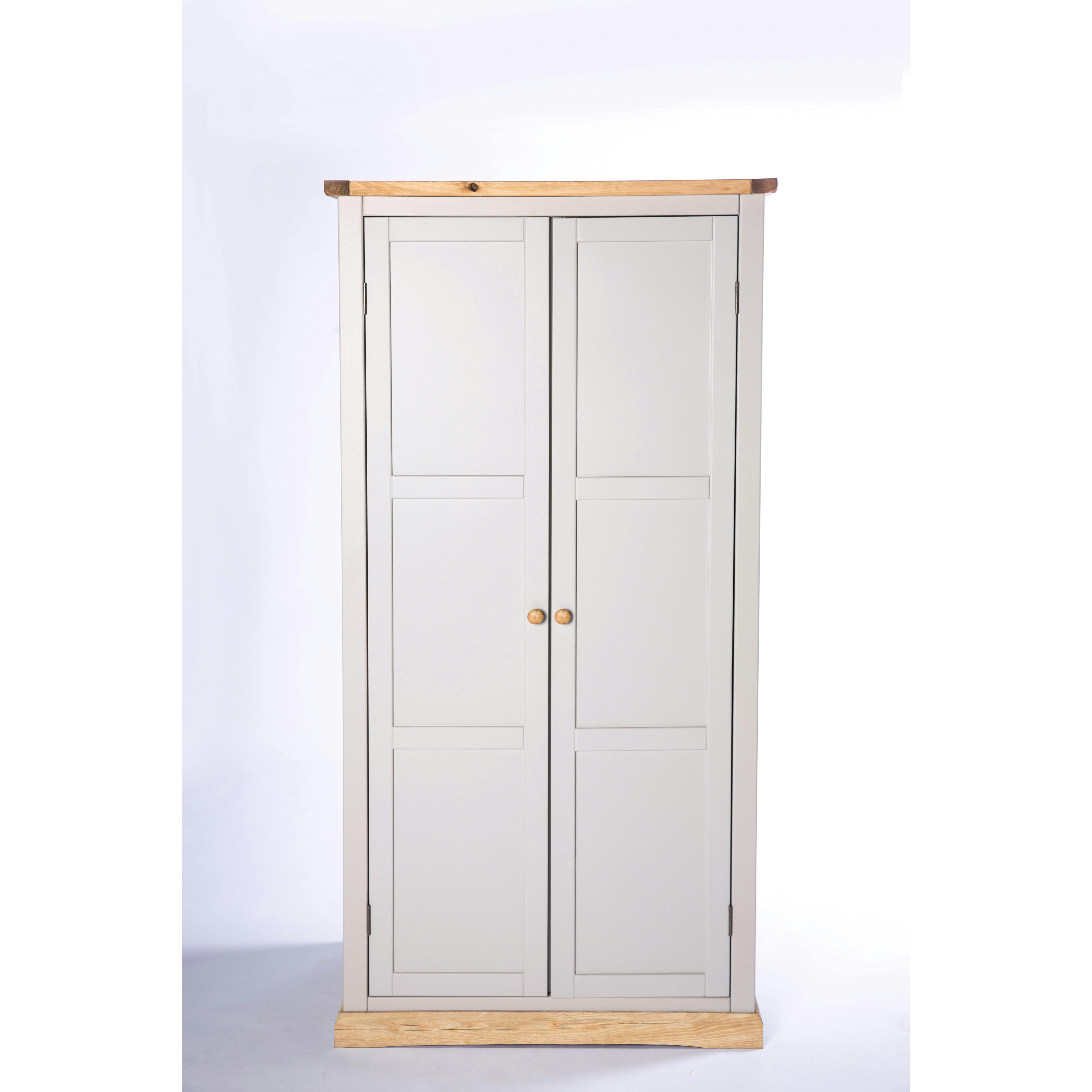 Rackhams Light/Grey Bomporto 2 Door Wardrobe Wood Knob