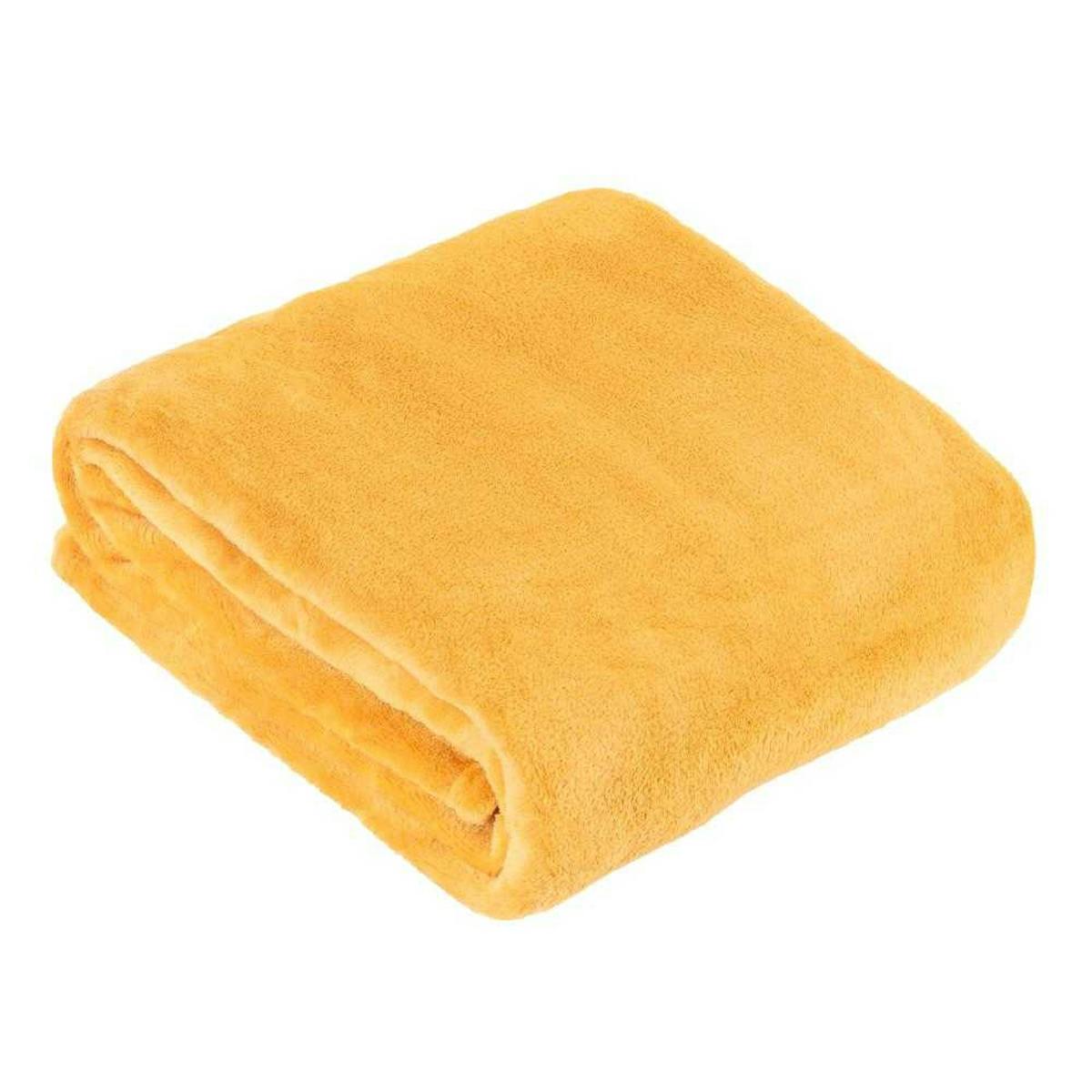 Rackhams Harrow Fleece Throw - Ochre - 140Cm X 180Cm - Ochre - 100% Polyester