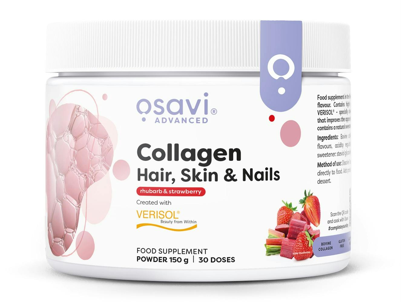 Collagen Peptides (Hair Skin & Nails), Rhubarb & Strawberry - 150 grams - Image 5