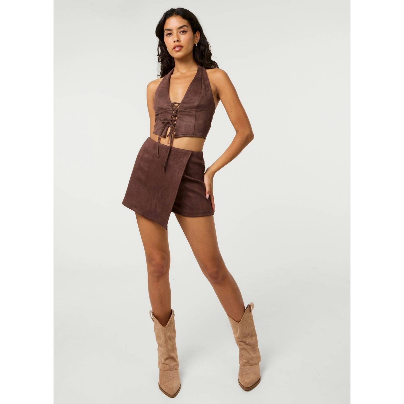 Pink Vanilla Pink/Brown Vanilla Suedette Skirt - S
