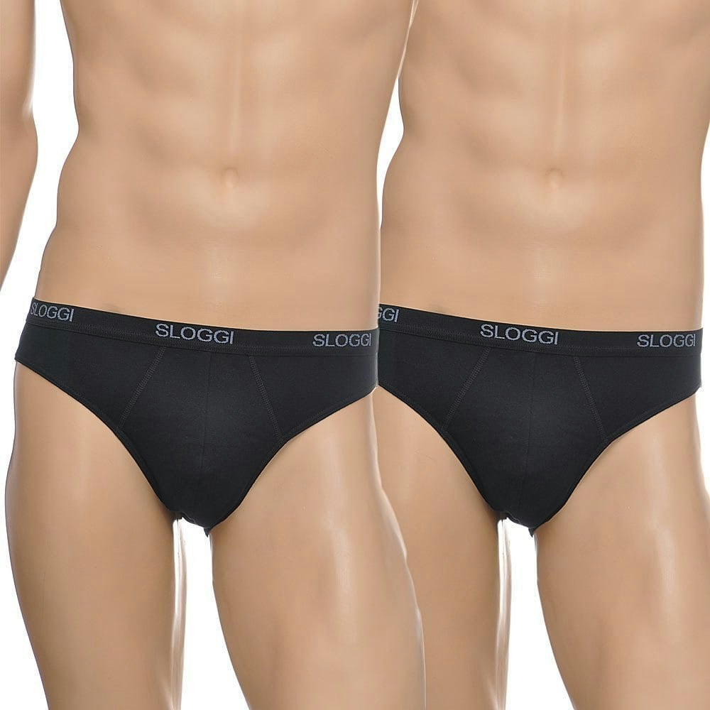 Sloggi Men's Black 2-Pack Basic Mini Briefs, - M