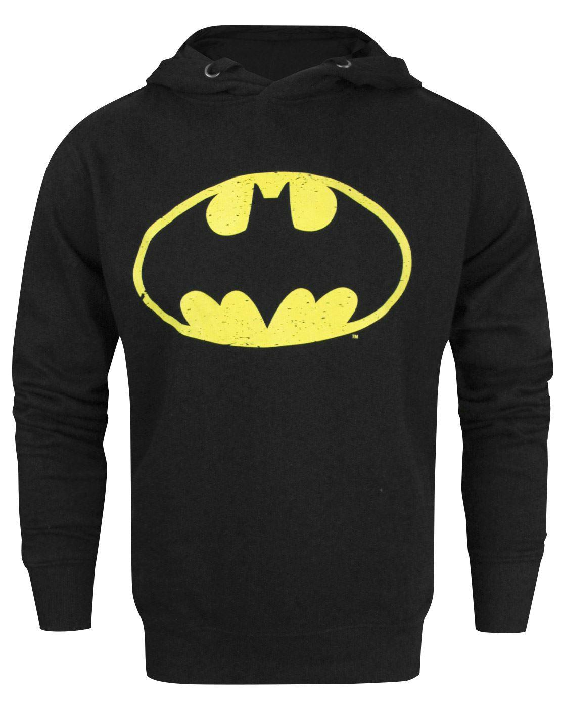 Vanilla Underground Men's Black Dc Comics Batman Distressed Logo Hoodie - XX-Large