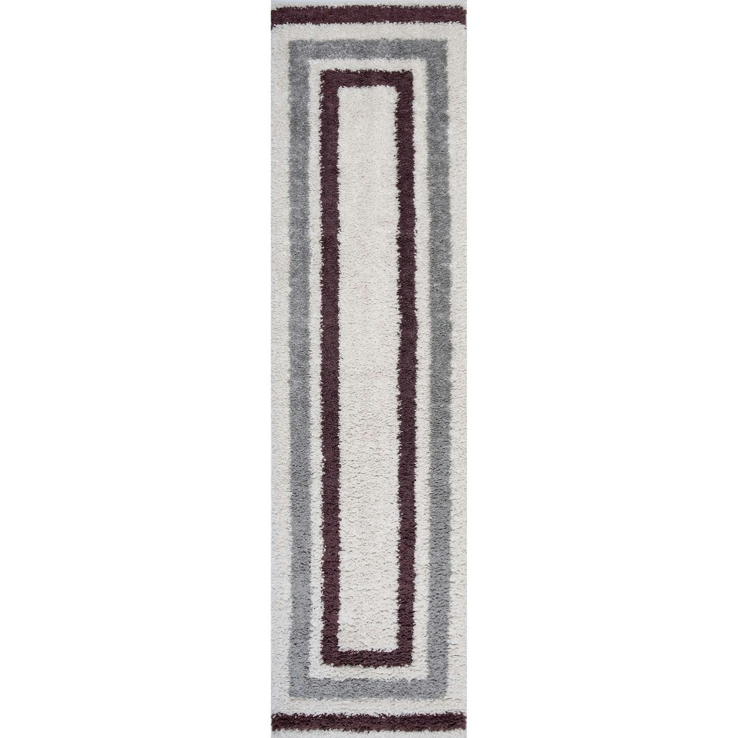 Rackhams Grey/Purple Moodi Shaggy Contour Rug - 80X300 Cm