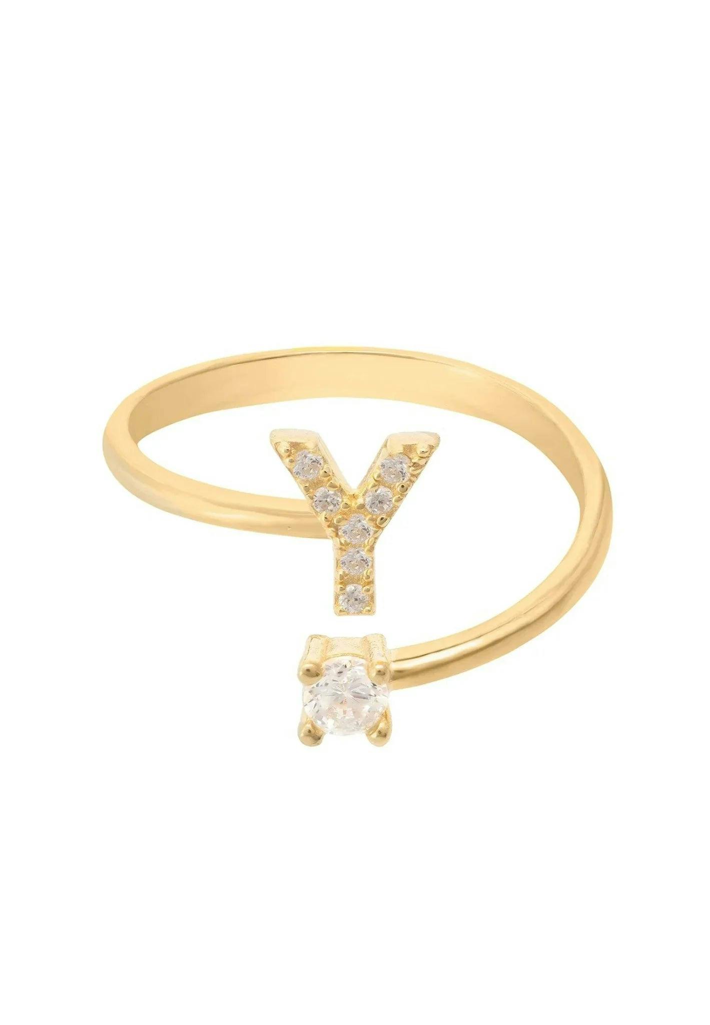 Latelita Gold Initial Ring Y