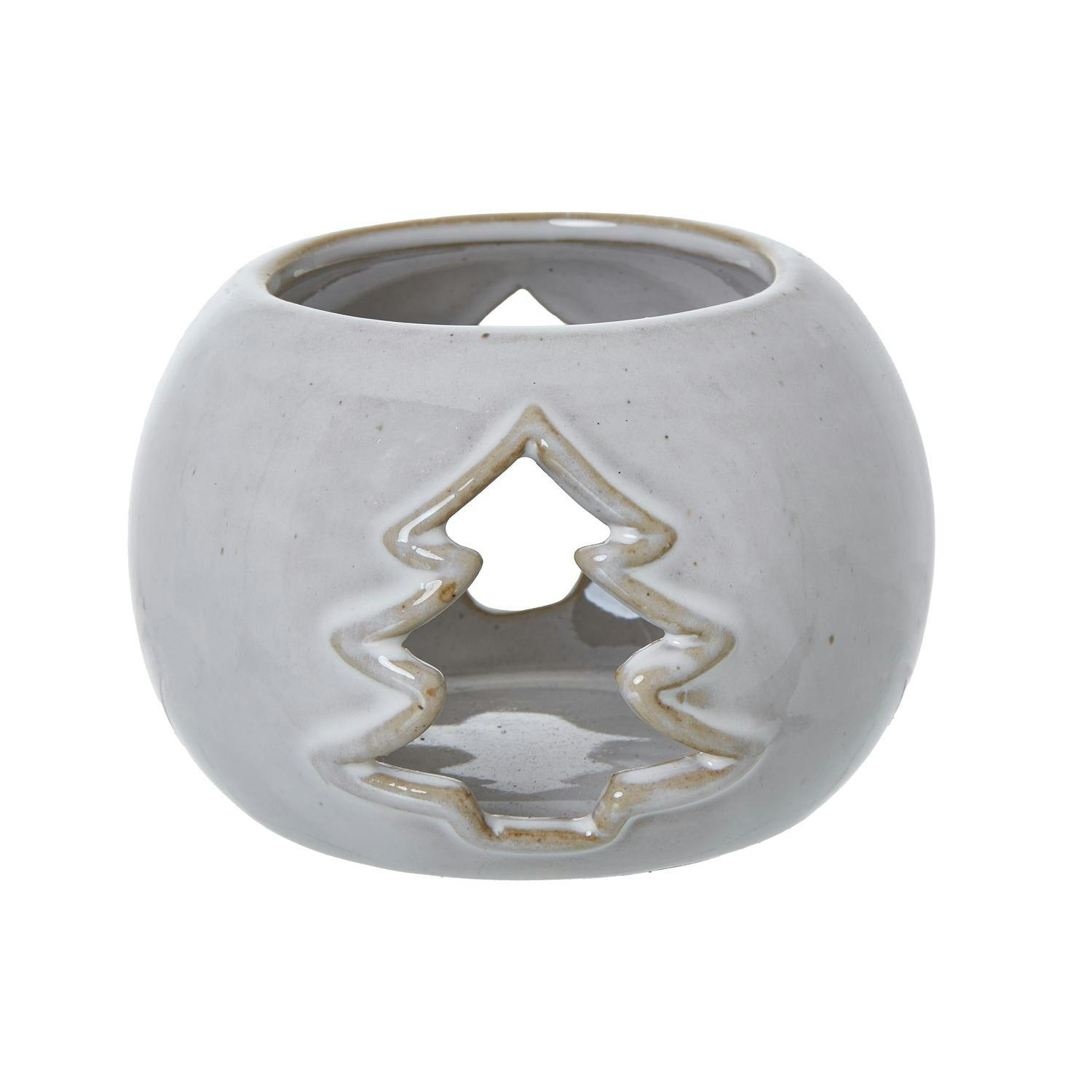 Rackhams White Ceramic Christmas Tree Tealight Holder - One Size - 100% Mixed