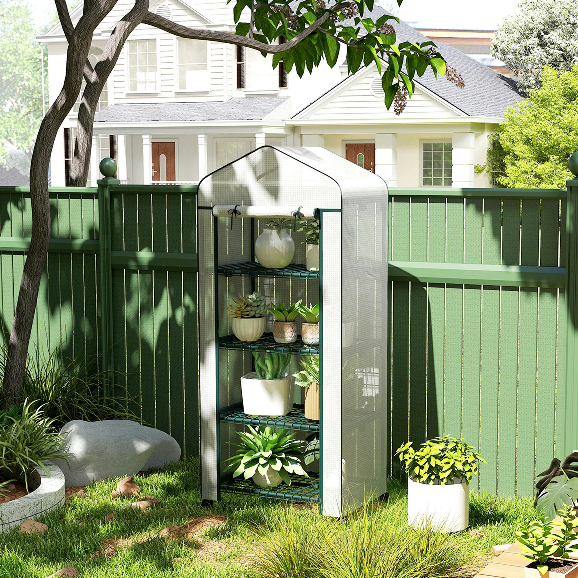 Rackhams Portable 4-Tier Mini Greenhouse Plant Grow House Shed W/ Cover